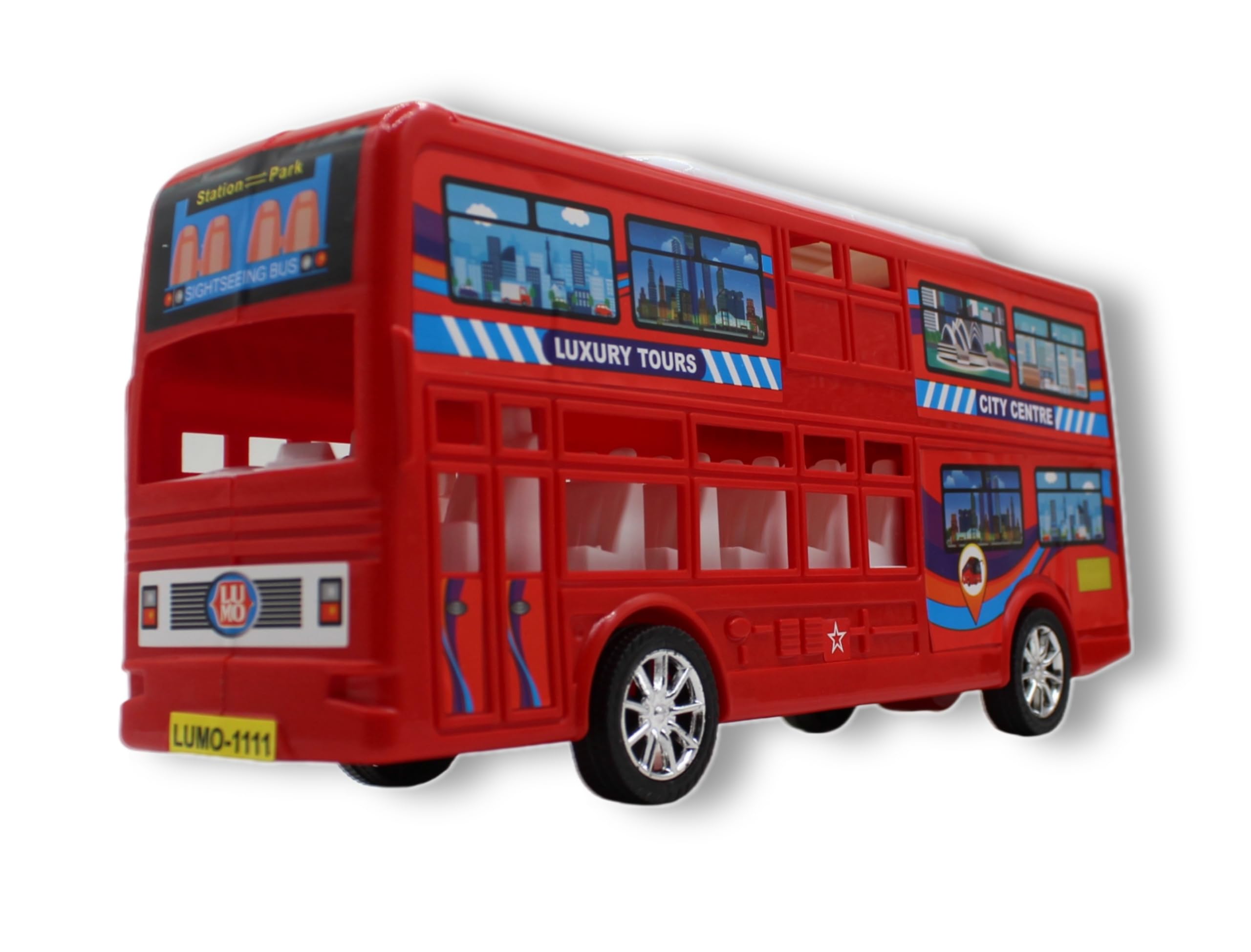 Friction Powered Big Size Red Plastic Double Decker Bus Toy For Kids Durable, Fun, And Interactive Play Vehicle