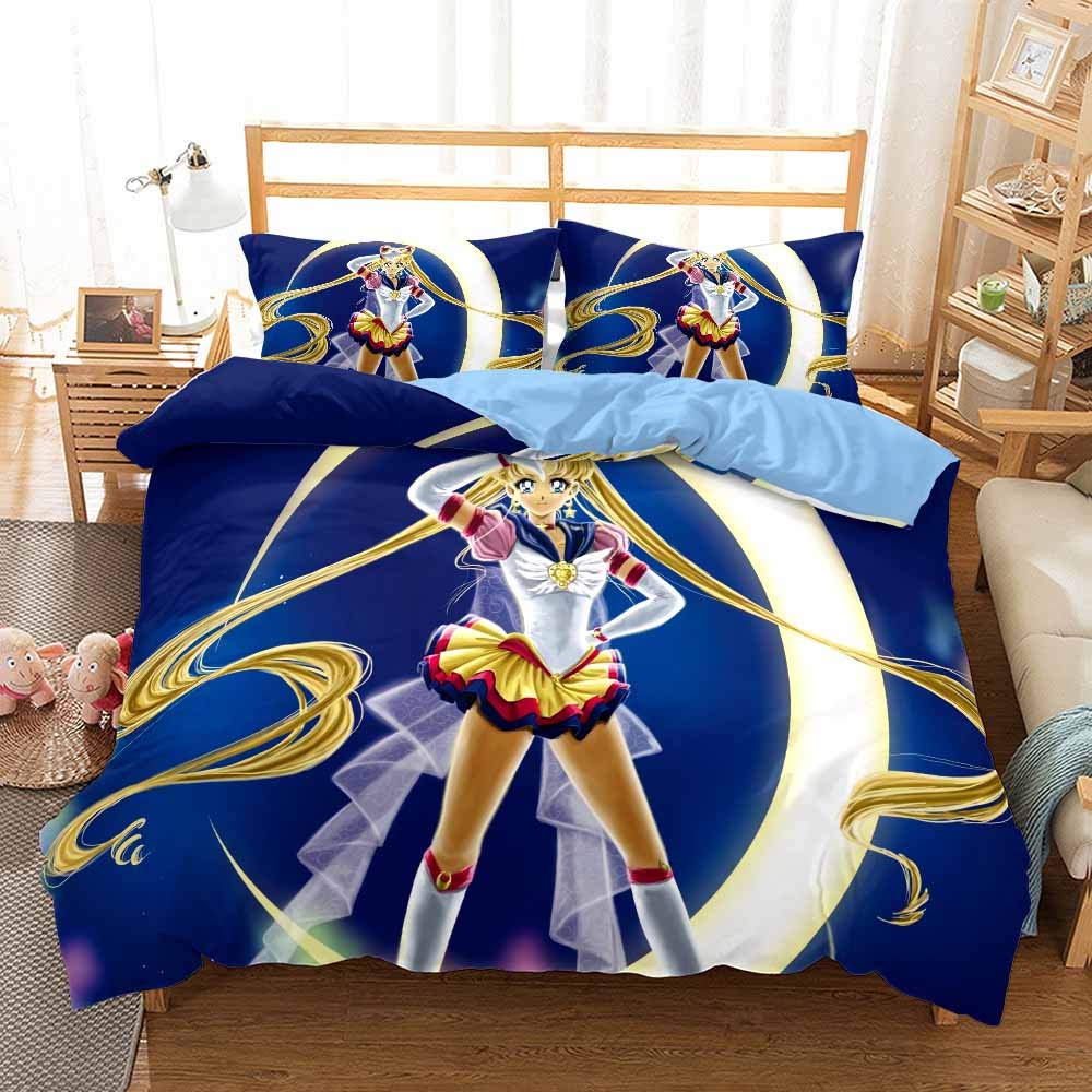 Ste-X Pink 02 Easy Care Duvet Cover Set | Double Bed Size | Sailor Moon Bedding (200X200cm(Double),)