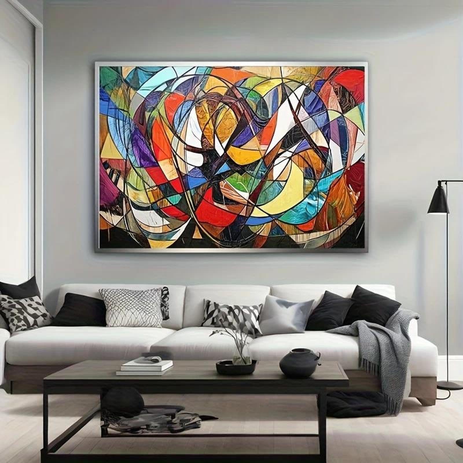 Yocheng Colorful Geometric Patterns Poster Prints Vibrant Abstract Art Canvas Painting Wall Art Picture For LivingRoom Home Decor 60x90cm No Frame