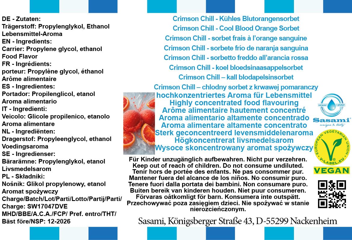 Crimson Chill - sorbetto freddo all’arancia rossa aroma concentrato - vegano - Sasami - 100ml