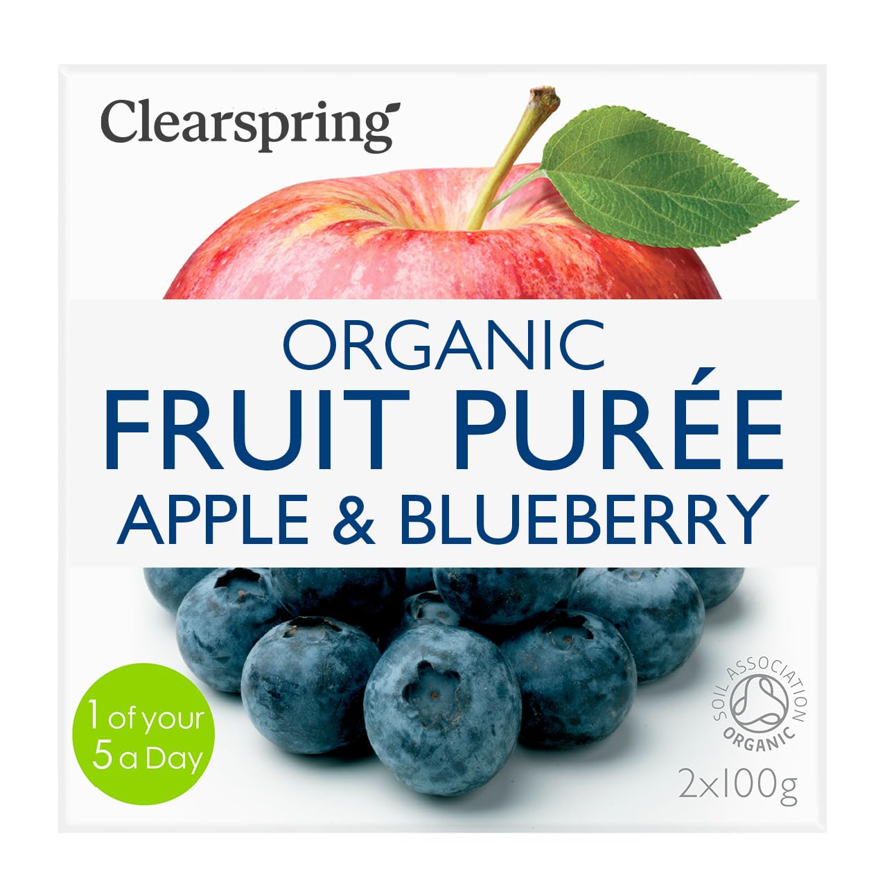 Clearspring Organic Fruit Purée - Apple & Blueberry 100g Pots X 2