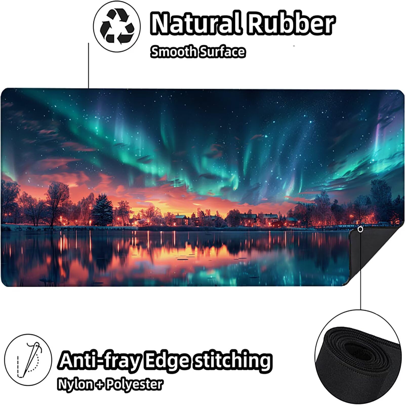 Aurora Alfombrilla Ratón Gaming XXL 1500x800 mm, Alfombrilla Gaming Verde Mousepad con Base de Goma Antideslizante, Impermeable Desk Mat para Teclado y Raton, Accesorios Gaming, Regalos de Hombre F-2
