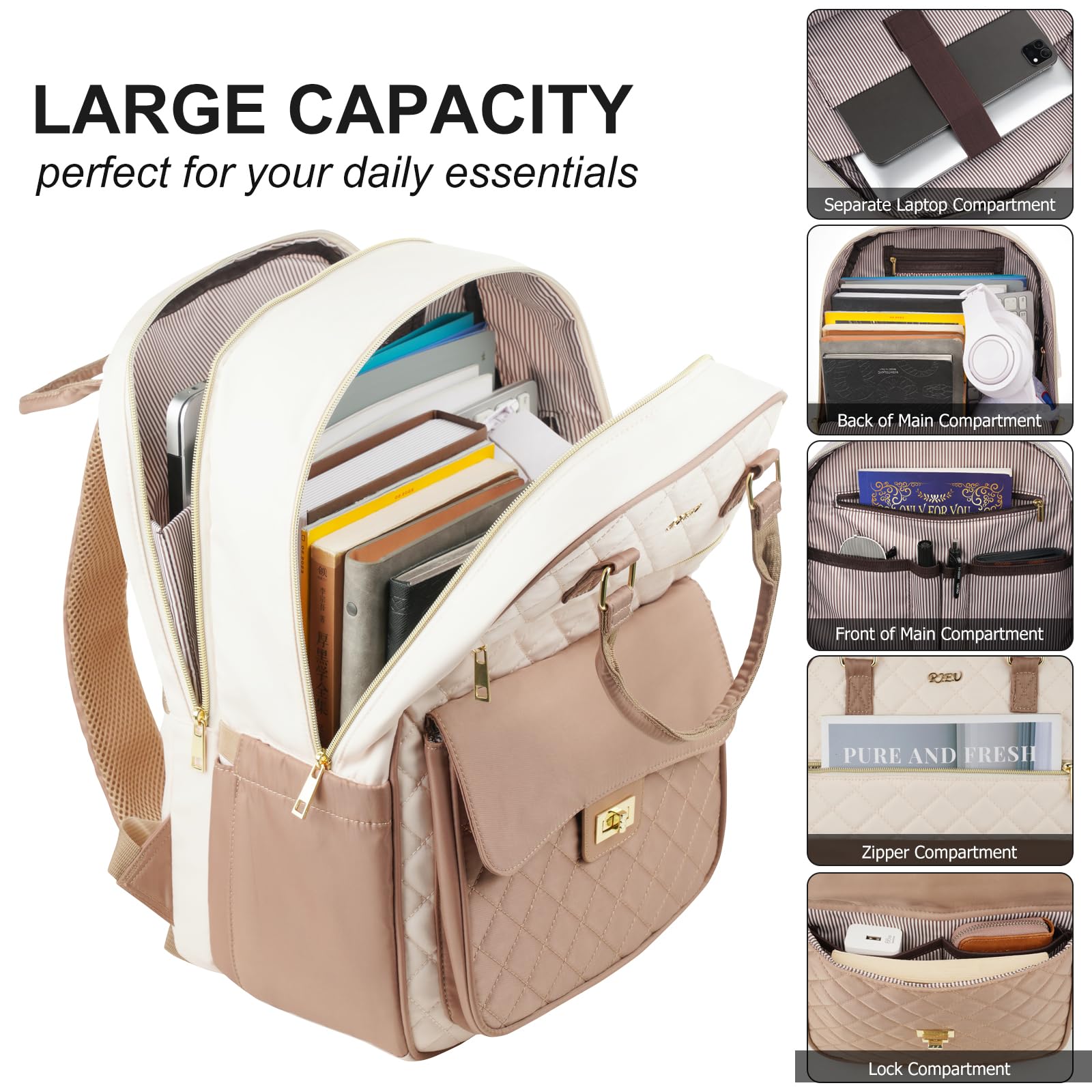 Mochila Mujer Para Ordenador Portatil,Impermeable Mochila Escolar para Niñas Adolescentes,Antirrobo Bolso Mochila Casual para Universidad Viaje Gym