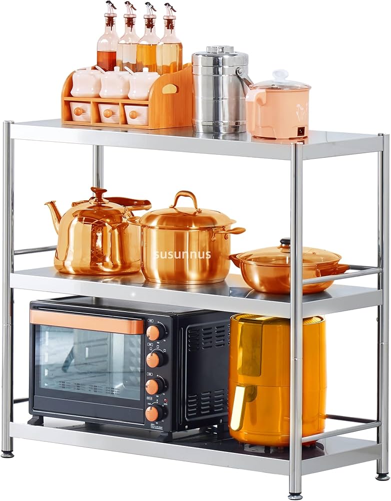 Amazon｜susunnus ステンレスラック キッチン 3段 防錆 幅74×奥行40×高