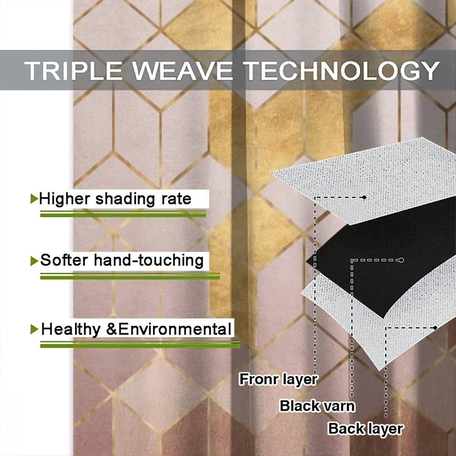 Modern Marble Curtains, Fashion Baroque Pink Red Golden Vein Fractal Geomertic Abstract Stone Block Window Treatments, Rod Pocket Blackout Home Decor Drapes For Living Room Bedroom Bathroom 84x84in