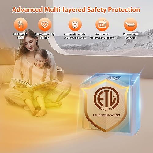 Miniatura 6 de HEATIT Calentadores de espacio eléctricos de 1500 W con termostato portátil para interiores con control de clima automático calentador de ventilador