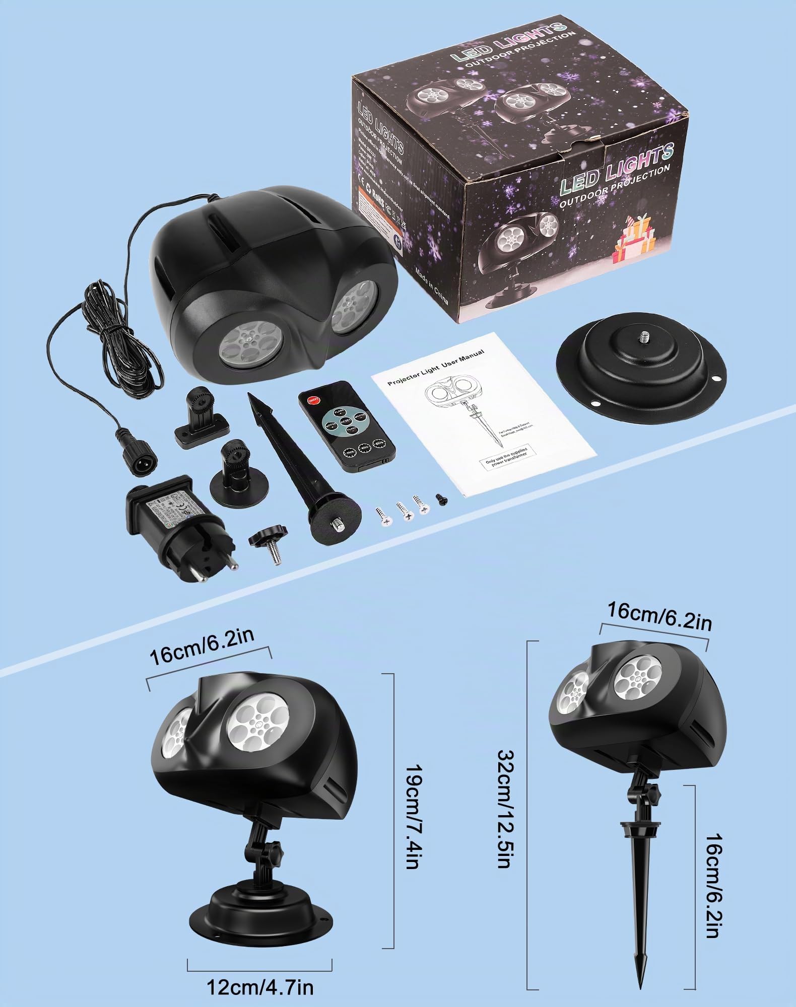 Proyector Luces Navidad, LED Proyector Copos de Nieve Lámpara de Proyección Navidad con Control Remoto, Impermeable IP45 Exterior y Interior, Decoración para Fiesta, Festivos, Halloween