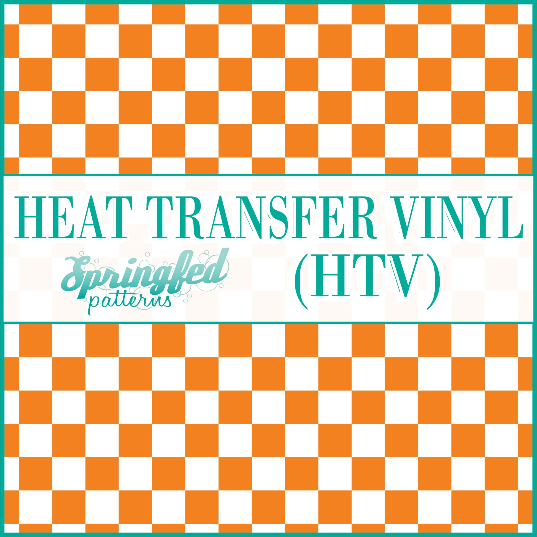 Large Orange & White Checkered Pattern #1 HTV 12x14 Sheet Heat Transfer Vinyl Checks Print