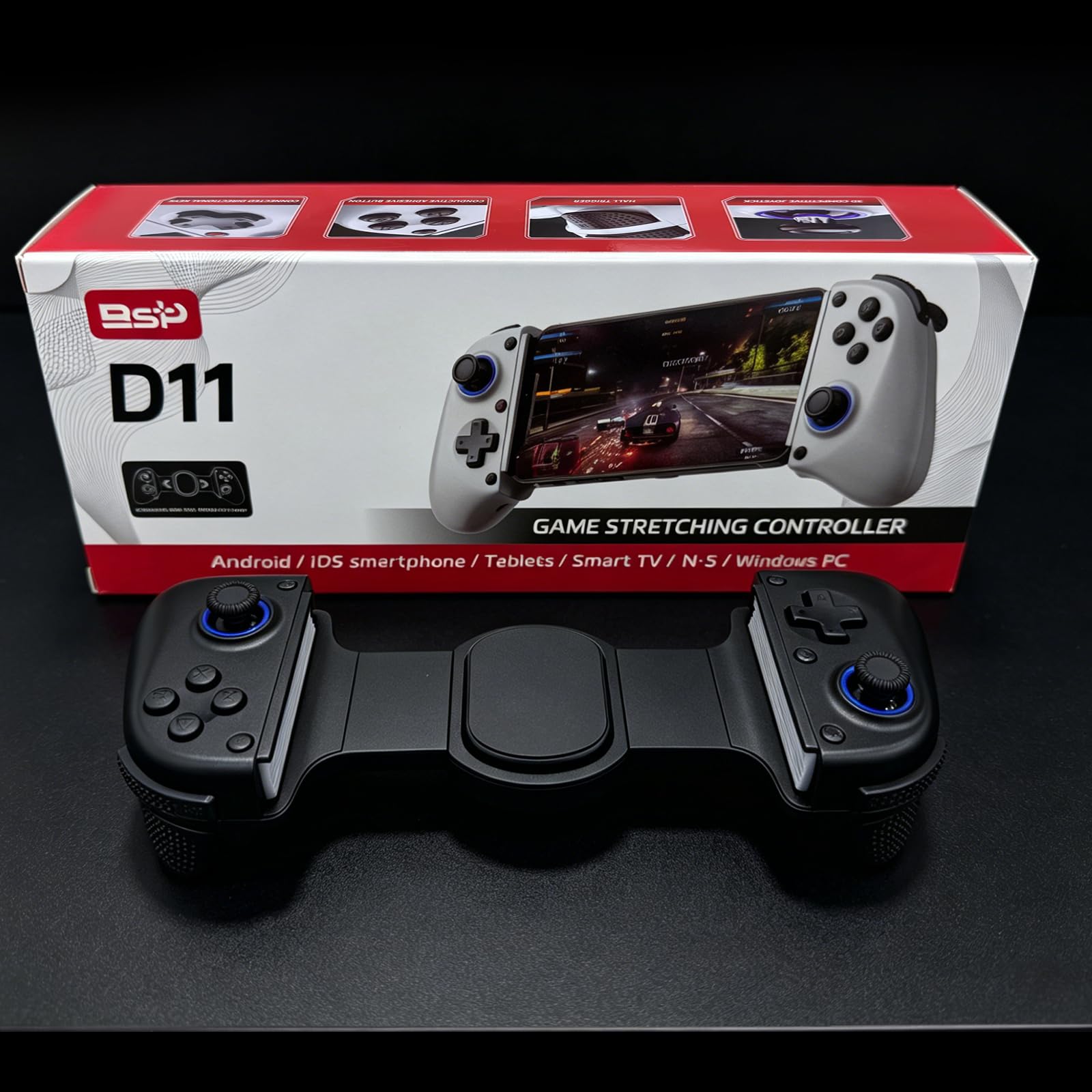 Joso Controller mobile Cloud Gaming per iPhone 16/15/14, iPad, Tablet, Android/PC/Switch/Gamepad Joystick con funzione turbo, streaming su PS4/Xbox/PC, effetto hall, nero