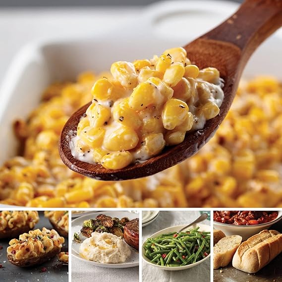 Omaha Steaks Perfect Pairings Every Day Sides (1x Steakhouse Creamed Corn, 2x Roasted Garlic Mashed Potatoes, 2x Greens Beans in Butter Sauce, 4x Stuffed Baked Potatoes, 4x Individual Baguettes with Garlic Butter)