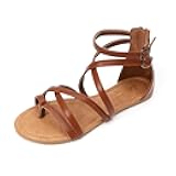 Luffymomo Women's Gladiator Strap Sandals Flat Fisherman Thong Cross Strappy Sandals