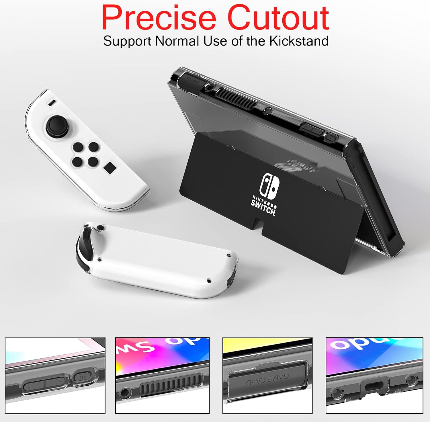 Teyomi Dockable Case Compatible with Nintendo Switch OLED Model 2021, Soft TPU Joy-Con Cover and Hard PC Protective Case Cover, Switch OLED Case Protector, (Clear)