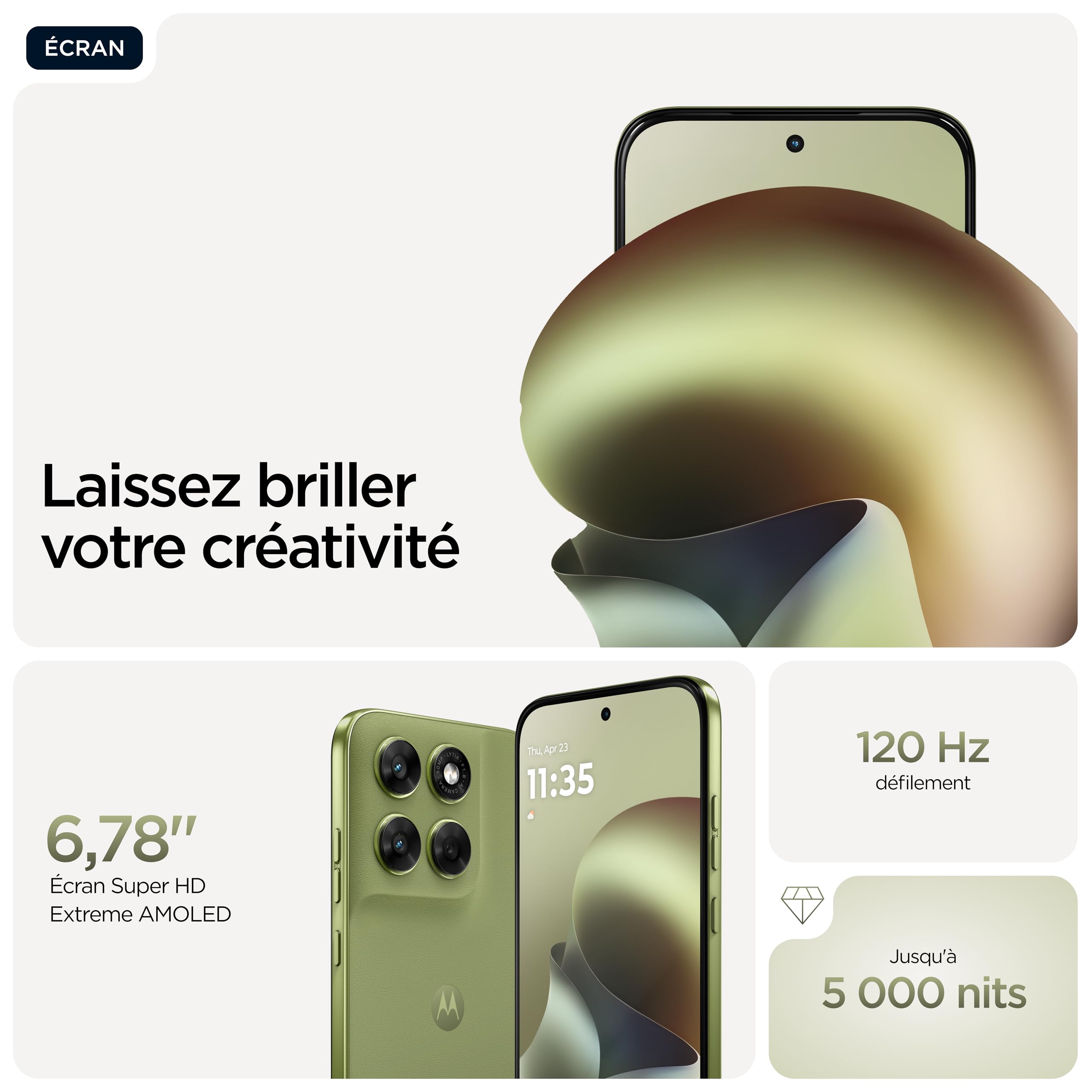 Motorola g67 4 256 5G, Nile (Vert) | Triple capteur 50MP, écran 6,78" pOLED, batterie longue durée 5200 mAH