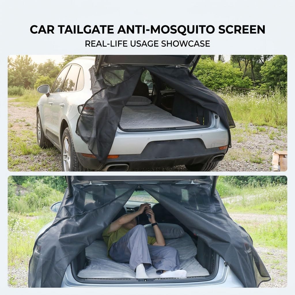 Magnetic Car Tailgate Mesh Screen for Ineos Grenadier 2024 2025, Breathable SUV Rear Door Sunshade with Full-Frame Magnets for Camping, 59x59in