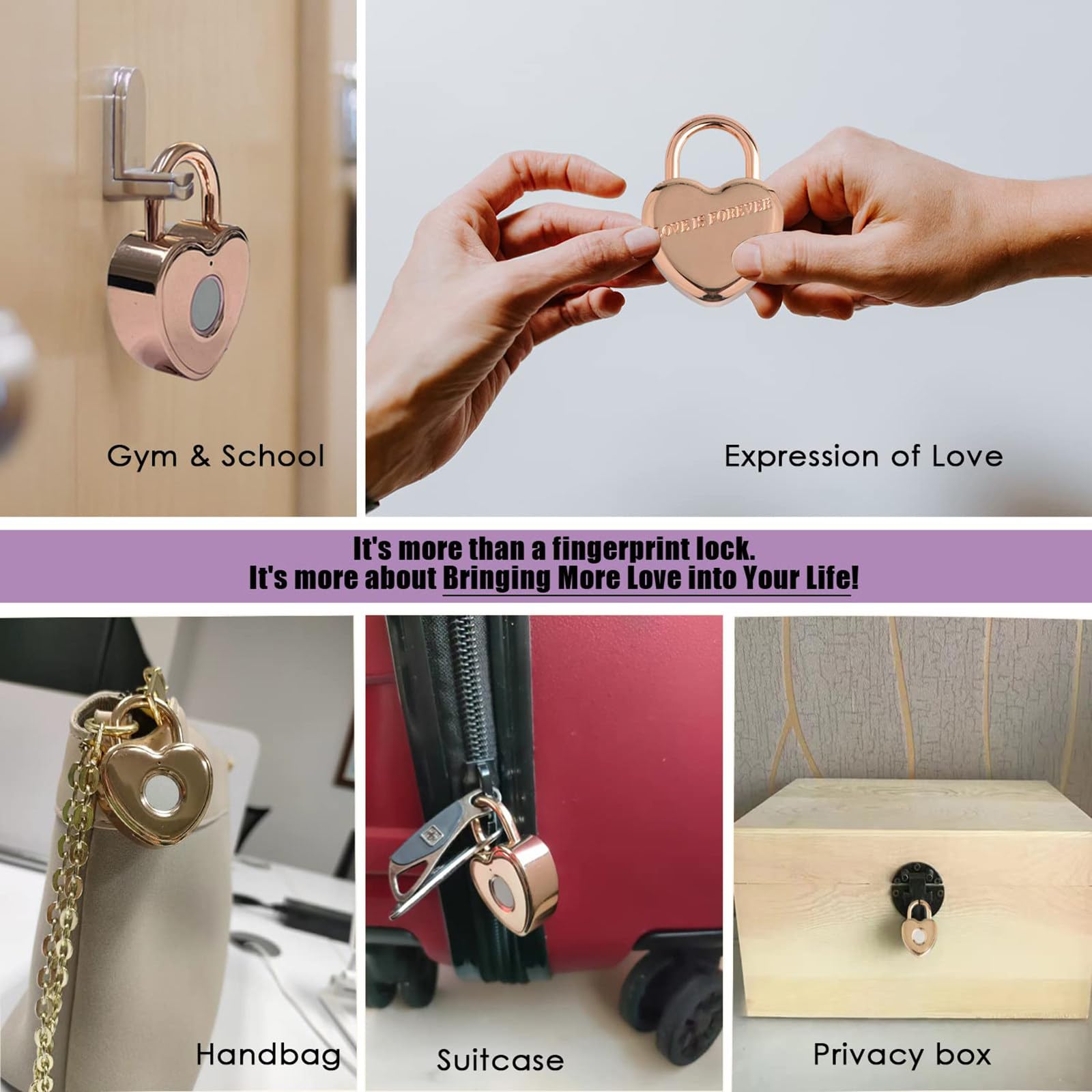 Candado de huellas dactilares, cerradura recargable por USB inteligente para taquillas de gimnasio, mochilas, maletas, diseño pequeño y compacto