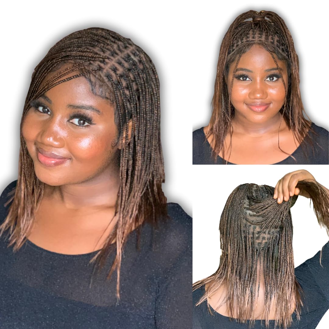 Wow Braids Box Braid Wig - Micro Knotless Braided Wigs For Black Women, With 360 Glueless Full Swiss Lace Cap,& Human Baby Hair Frontal, Synthetic
