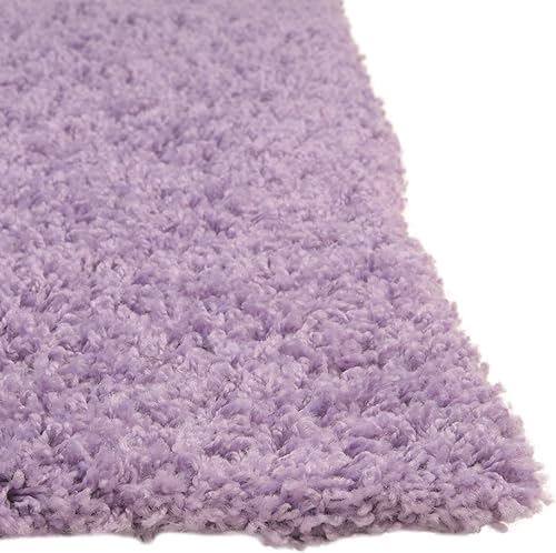 Miniatura 4 de Rugs.com - Alfombra de la colección Über Cozy Solid Shag  Alfombra de pelo largo lila de 4 x 6 pies, perfecta para entradas, cocinas, rincones de