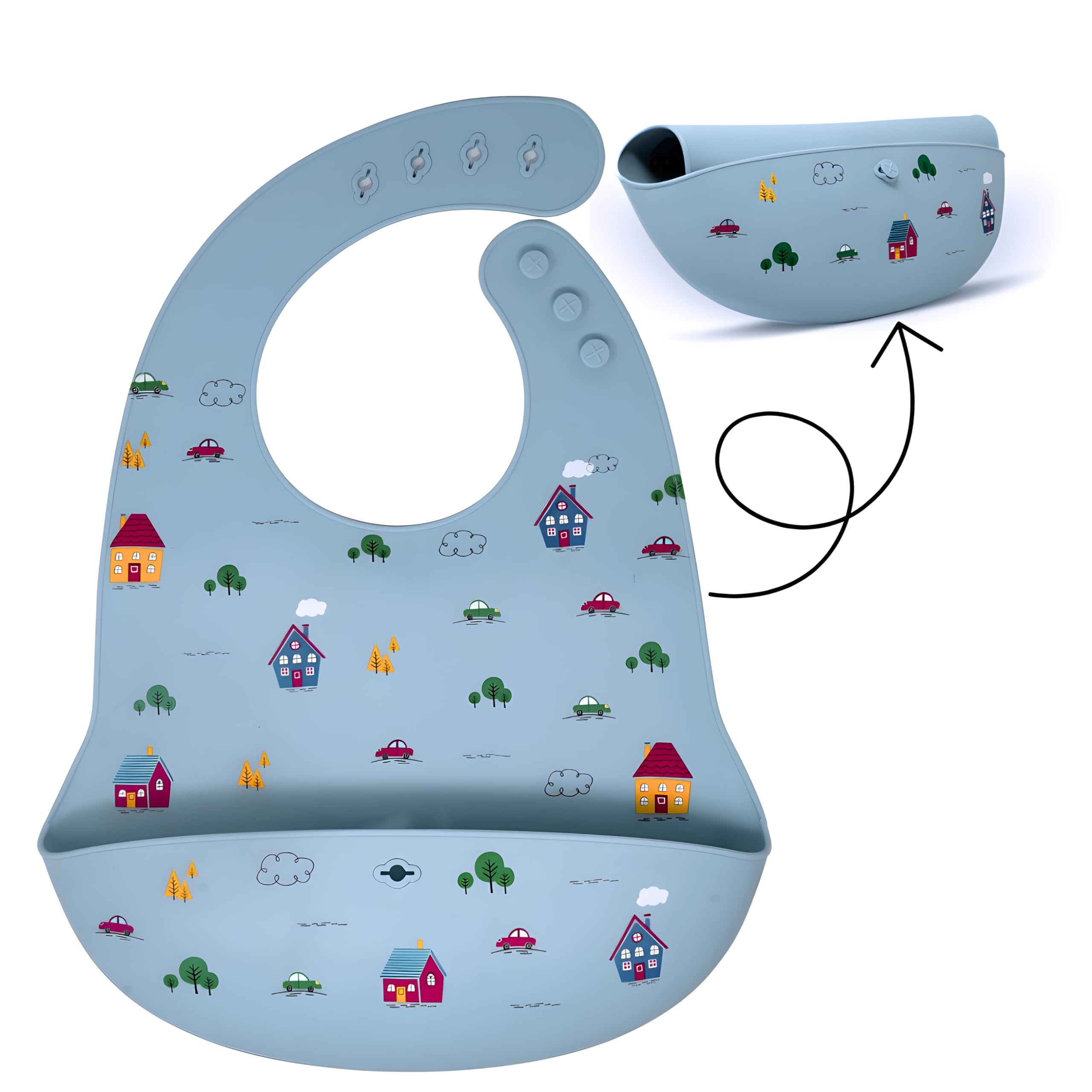 Silicone Bib for Baby | BPA Free Food Grade Bib with Deep Crumb Catcher | Adjustable Waterproof Baby Feeding Bib | Soft & Skin Friendly Material | Easy Clean Reusable Bib for Weaning (Blue)-image-49