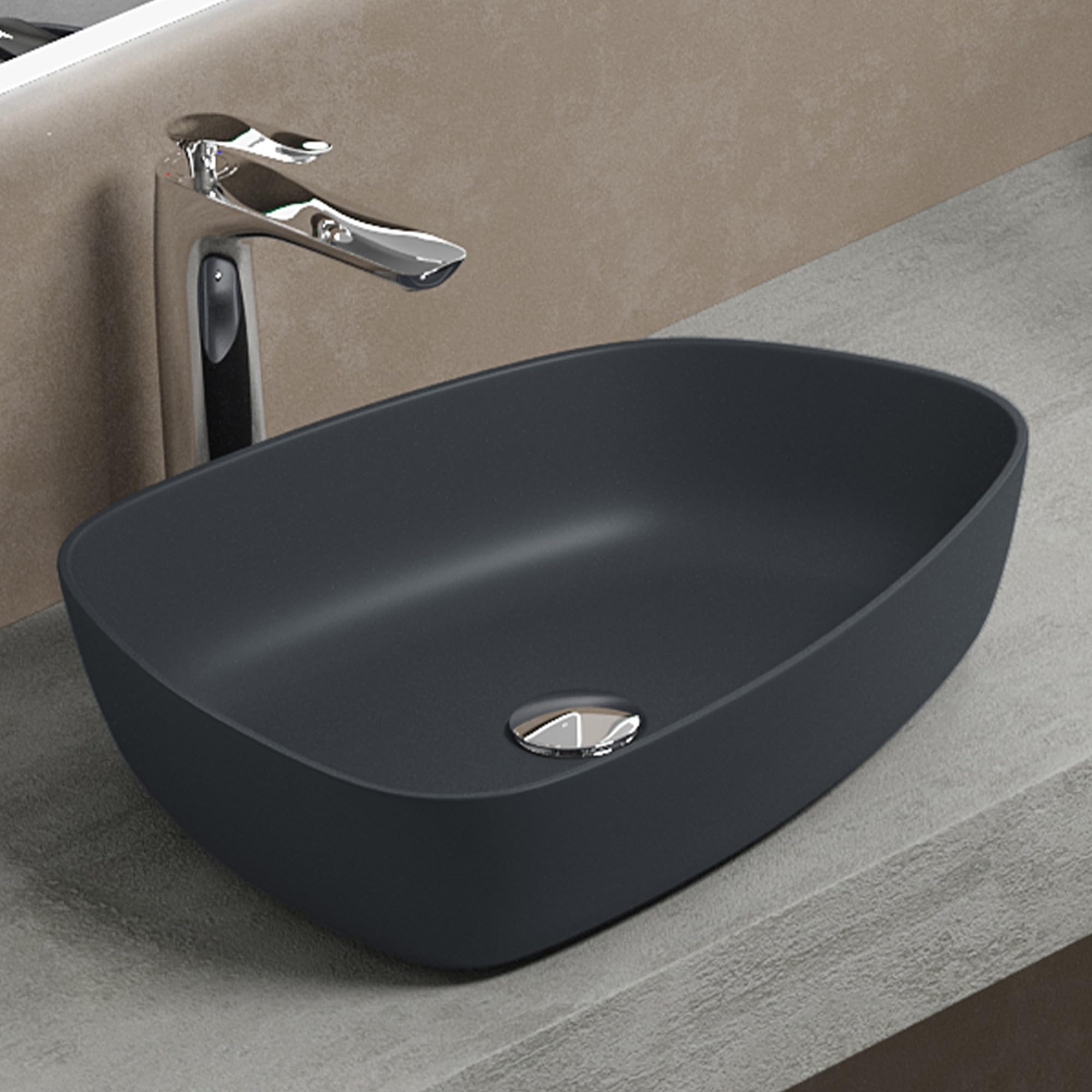 Mai & Mai Countertop Sink 51.1x38.7x12cm Colossum806 Matte Anthracite Cast Marble Bathroom Basin
