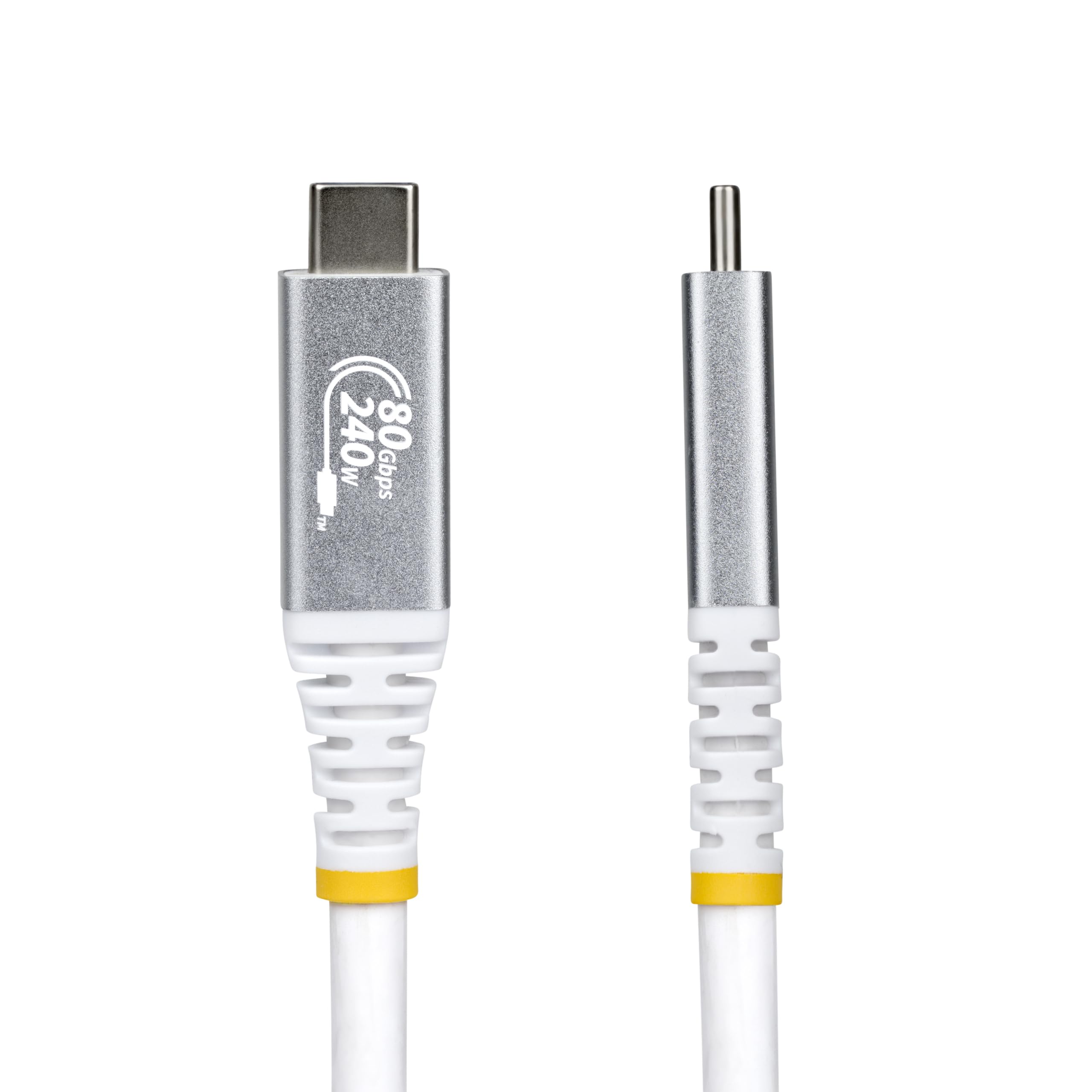 StarTech Cable USB4 USB-C 1,5m, 80Gbps, 240W, 8K120Hz DP2.1, Blanco | 4K 240Hz, DP2.1 con DSC, Marcas Quick ID, Funda de TPE RoHS