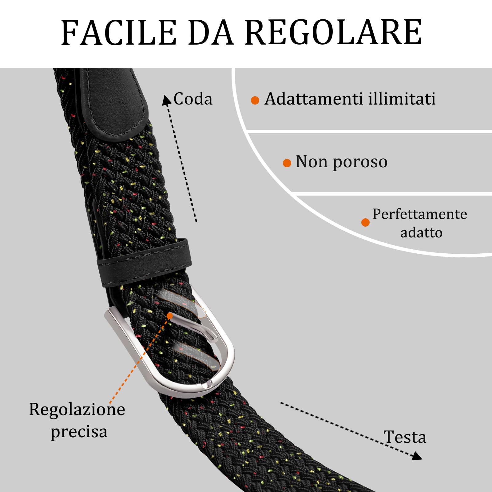 TANGCHAO Cintura Elastica Intrecciata per Uomo e Donna Cinturino Elastica Intrecciata con Fibbia in Lega di Zinco 33mm (1.25") Colori Multipli