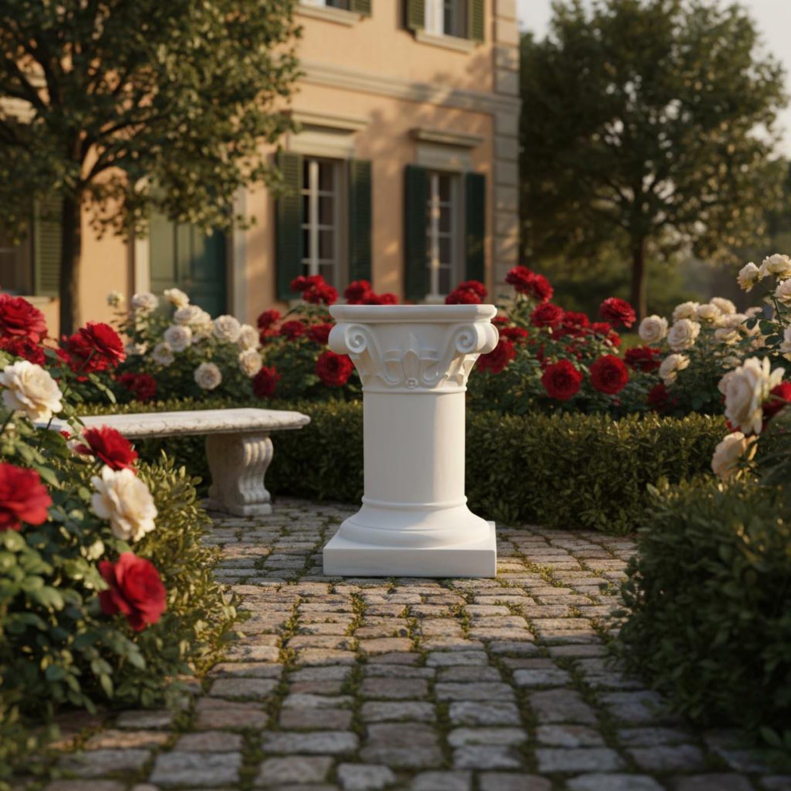 predolo Römische Säule vielseitig einsetzbar Blumensäule im europäischen Stil wetterfest Dekosäule für Balkon, Terrasse, Außenbereich, 45,5CM