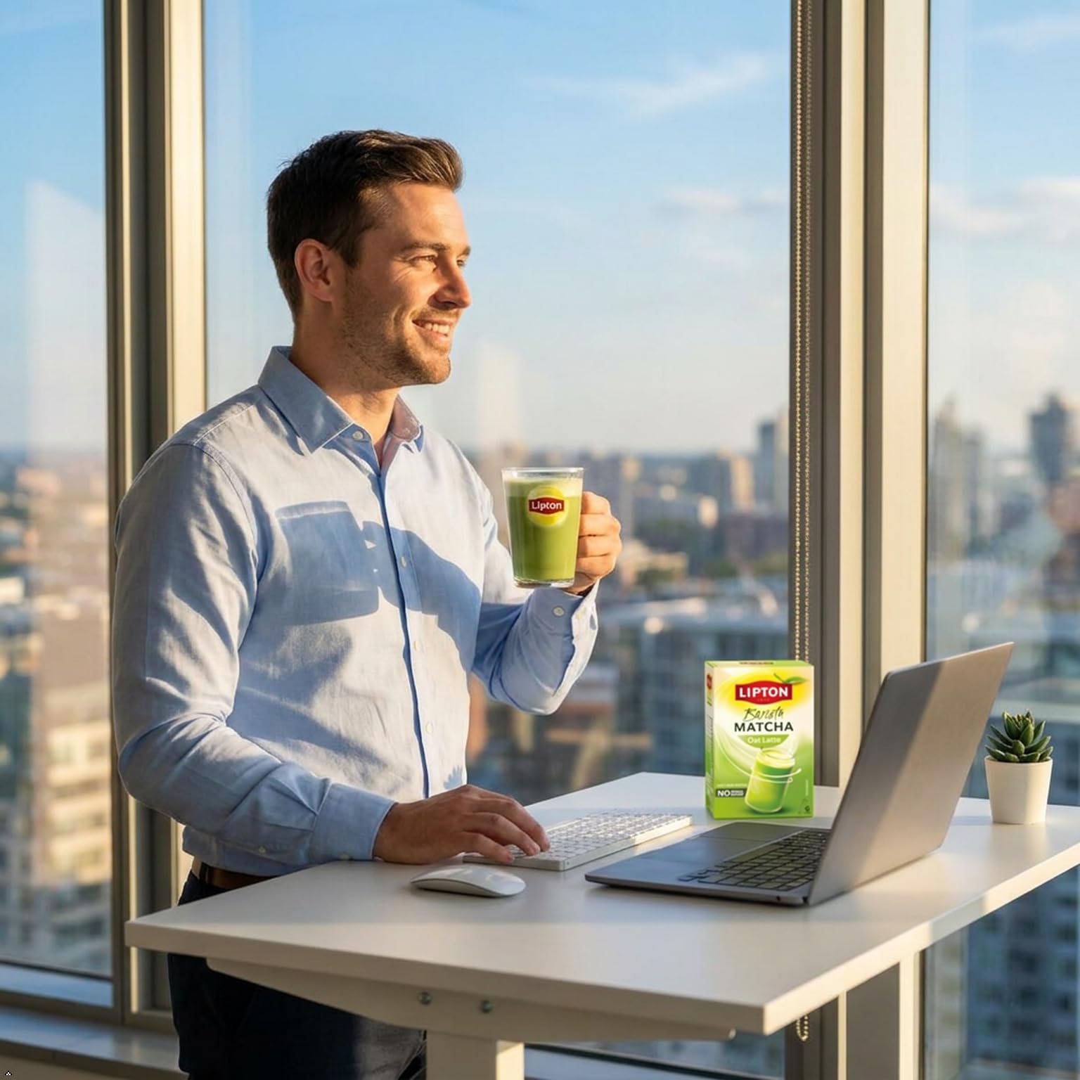 Lipton Matcha Latte Original con Avena Sin Azúcar 6 Sticks