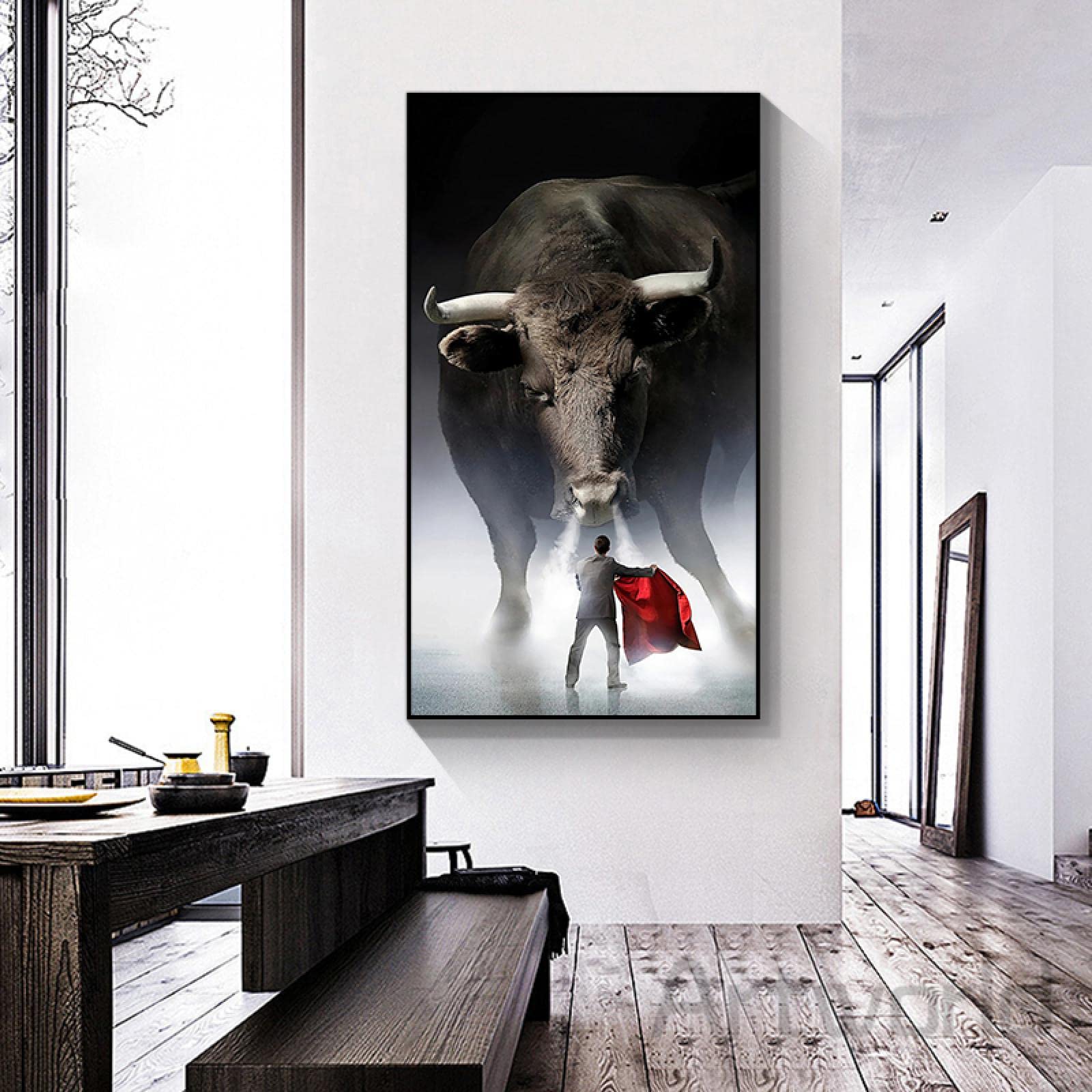 Malarstwo walki byków na płótnie zwierzęta sztuka ścienna plakaty i wydruki nowoczesne obrazy dekoracyjne do salonu dekoracja domu 40 x 80 cm bez ramy