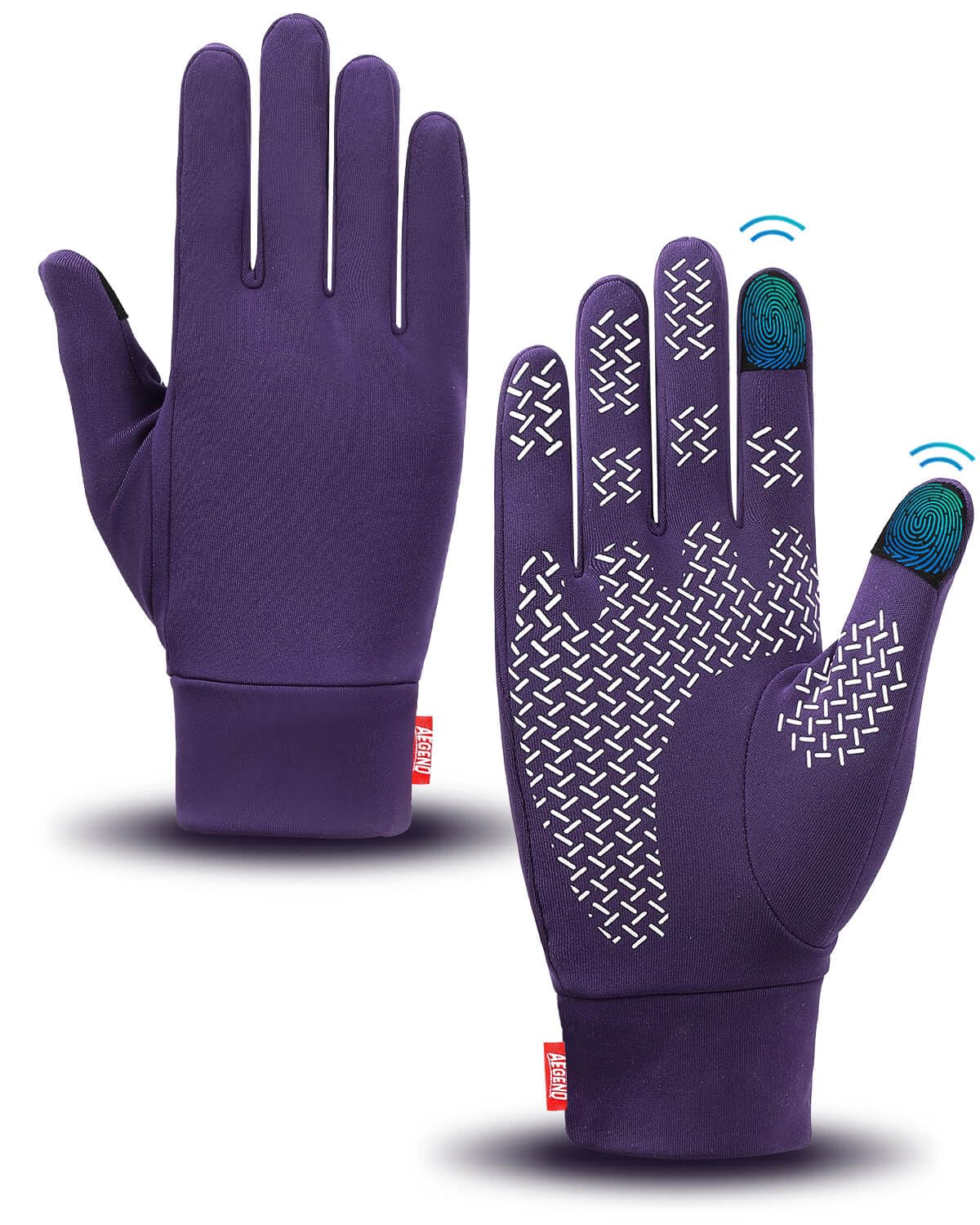 Aegend Lightweight Winter Gloves for Men Women, Warm Running Gloves Touchscreen Thermal Glove Liners for Cold Weather Driving, Cycling &amp; Hiking, Non-Slip, Elastic Cuff, Stretchy, Durable