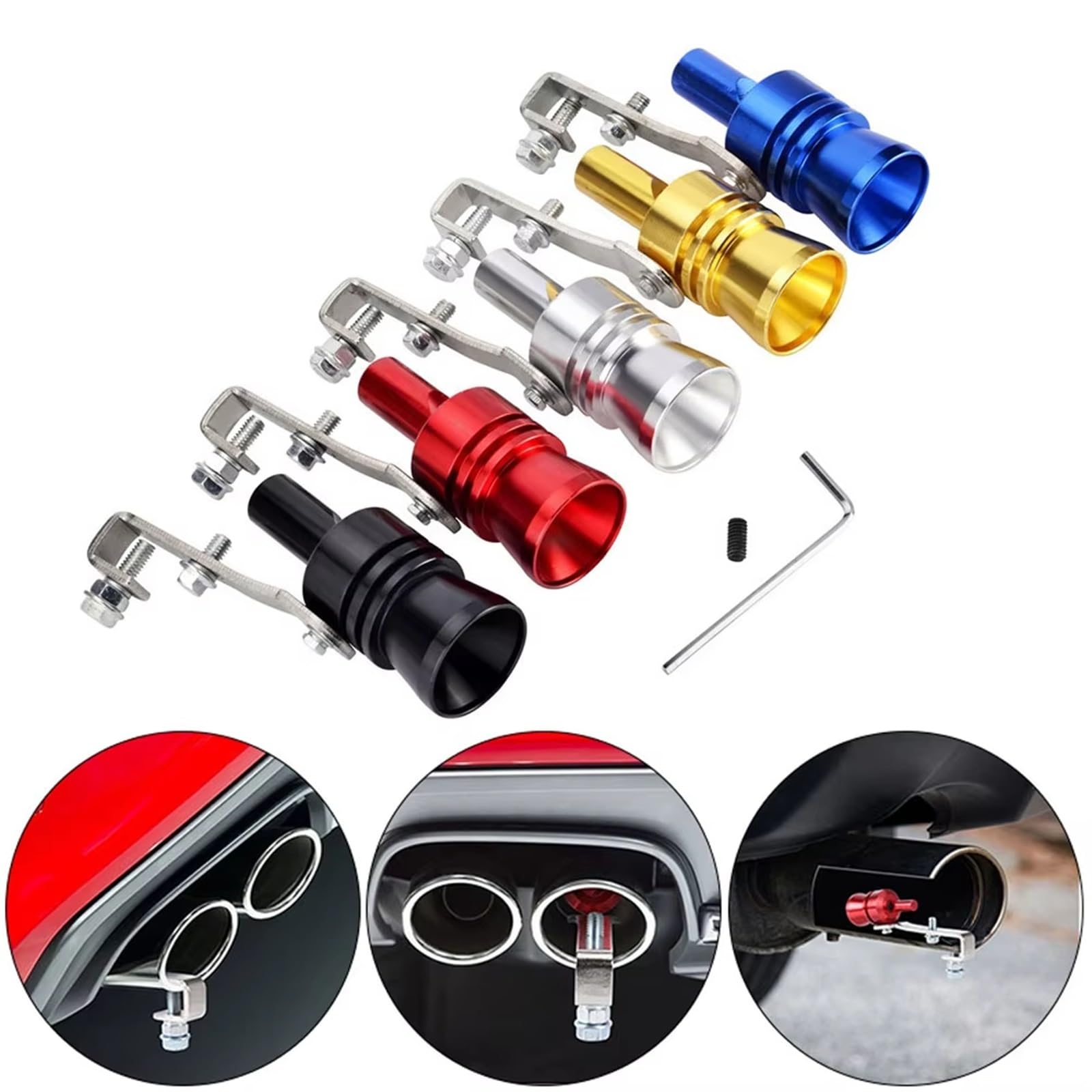 Wykończenie wydechowe Uniwersalny samochód Turbmuffler symulator dźwięku Auto Turbo Dźwięk gwizdek S/M/L/XL urządzenie do uzupełniania pojazdu Części wydechowe (niebieski)