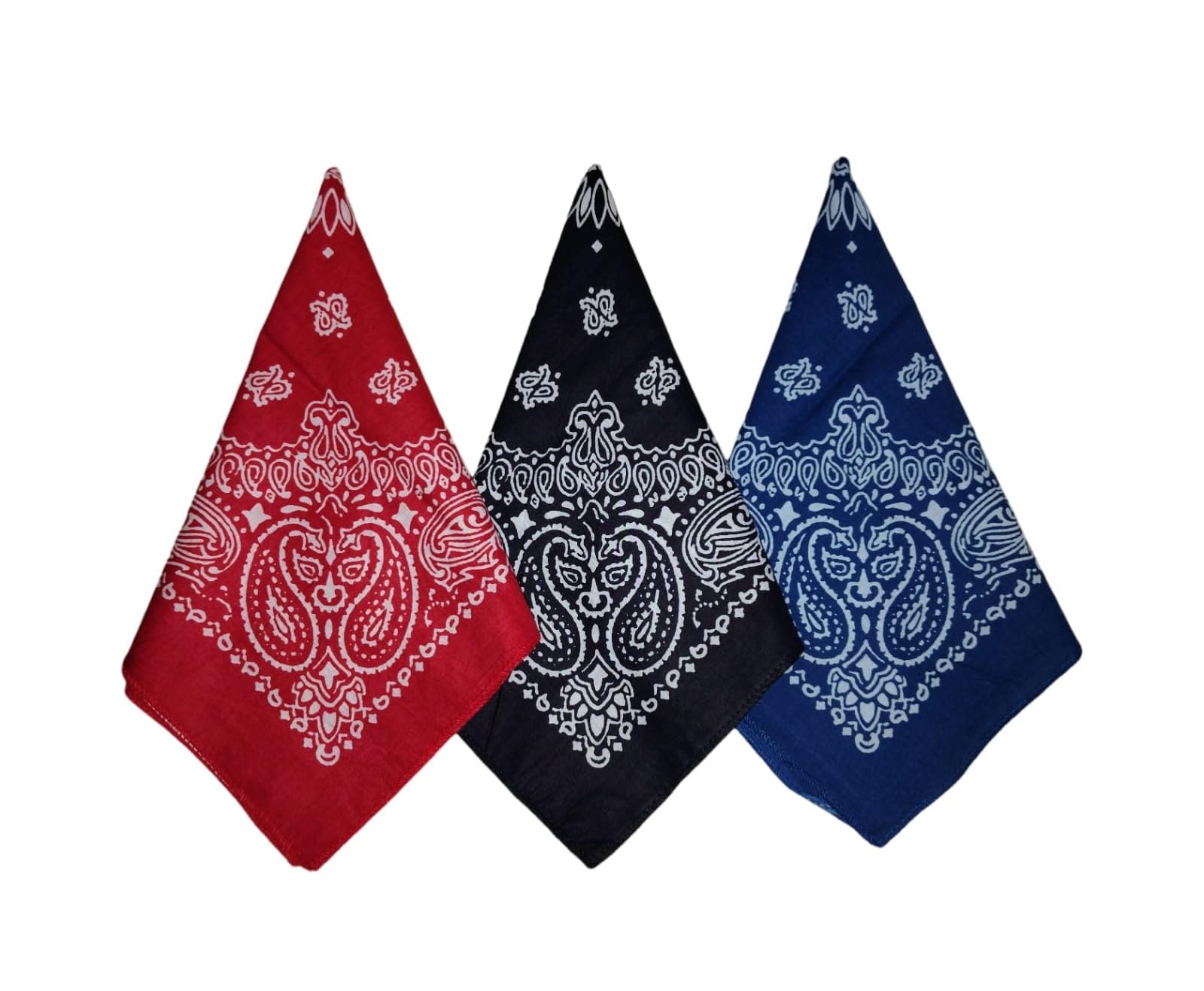 Shivanifashions Bandanas Multi-Purpose Bandanas Paisley Cowboy Polyester Headbands 22x22 inch (Set Of 3Pcs) (Paisley 1)