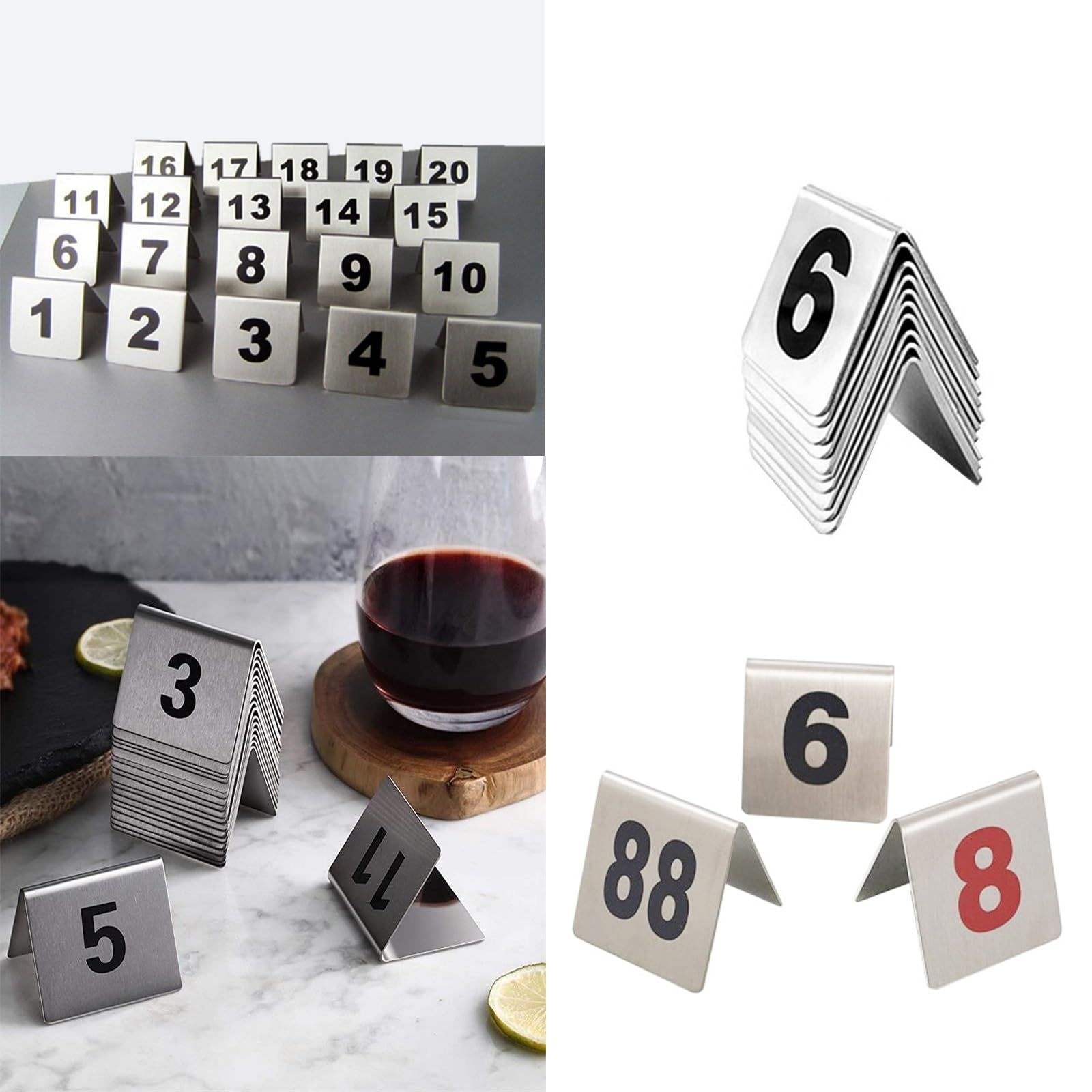 LIYI929GP Numeri da Tavolo 1-25 1-50 1-100 Numeri Tavoli Ristorante Tabella da Tenda in Acciaio Inossidabile Tavolo Segno, Numeri Tavolo Ristorante Cafe Bar per Feste di Compleanno Nozze