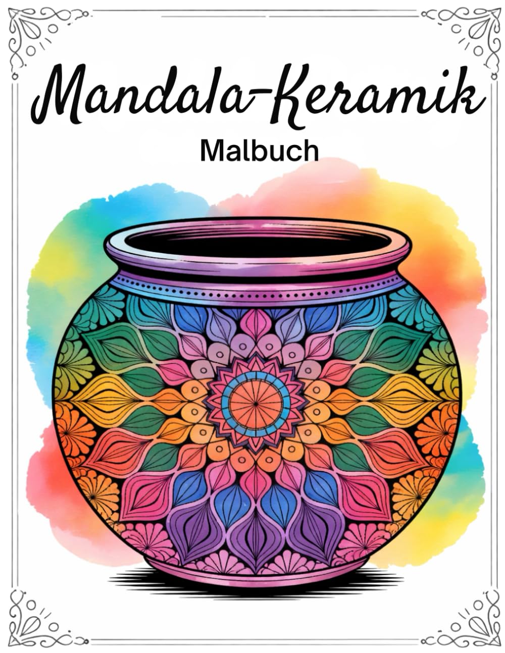 Mandala-Keramik: 70 aufwendige, von Töpferwaren und Keramik inspirierte Mandala-Designs zum Stressabbau und für achtsames Ausmalen (einseitig bedruckte Seiten,21,6 x 27.9 cm)