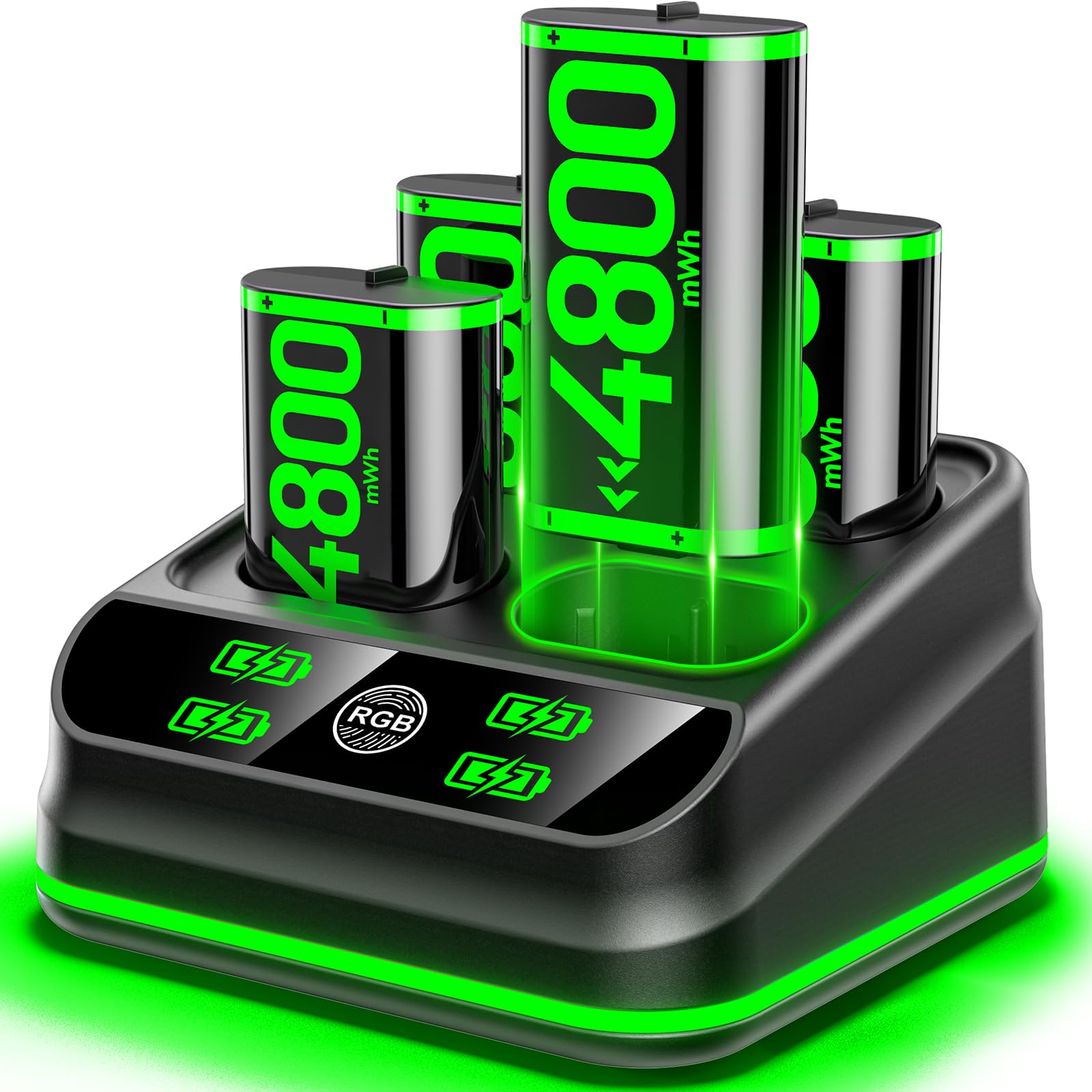 LVVIL 4x4800mWh Rechargeable Battery Pack for Xbx with Charger, Controller Batteries Pack with Charging Station for Xbx One/S/X/Elite Controllers