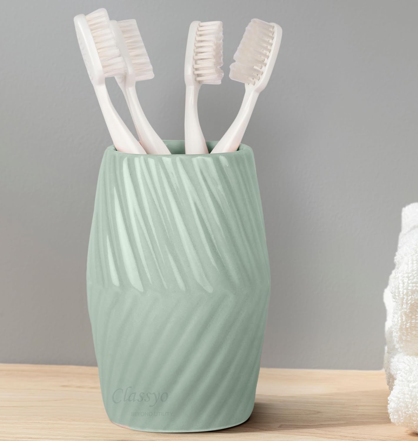 Classyo Ceramic Toothbrush Holders for Bathroom, Brush Stand for ...