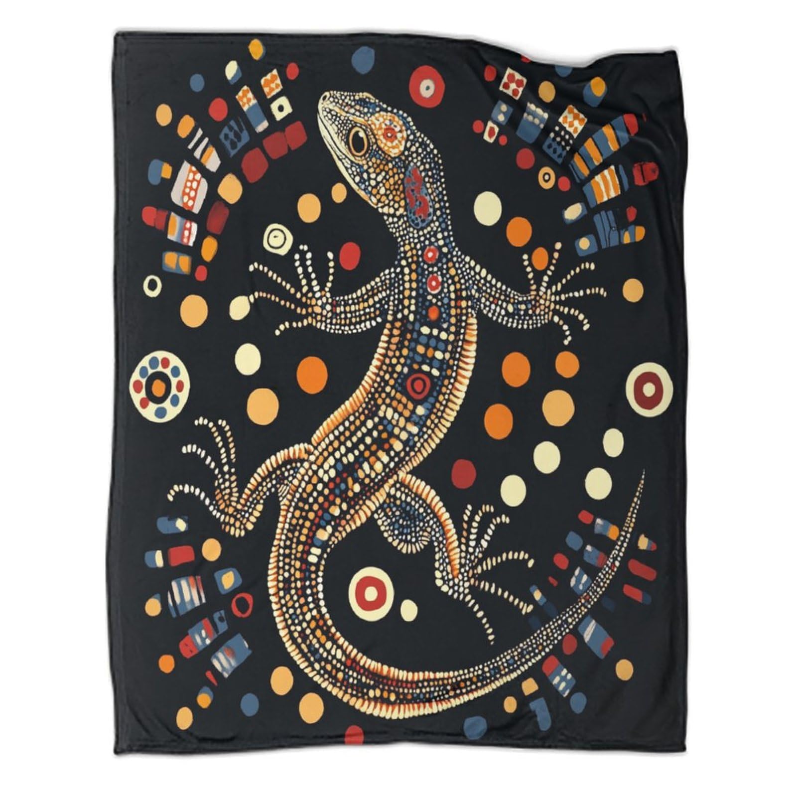 kaiyun Aboriginal Mirror Style Throws,Soft And Warm Lizard Printed Flannel Throws for Bed And Sofa 80x90inch(200x230cm)