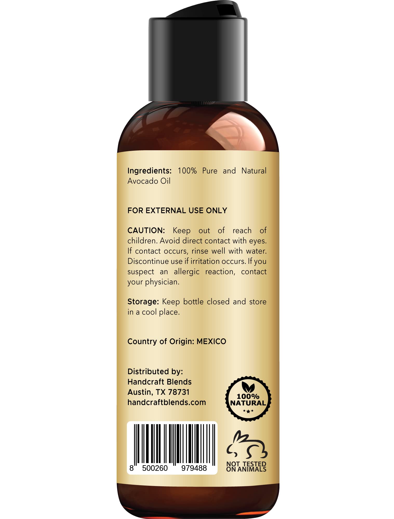 Handcraft Blends Avocadoöl - kaltgepresst 118ml - 100% rein und natürlich - Premium Grade Trägeröl für Haut und Haar - Haar und Körper - Massage - Hexanfrei