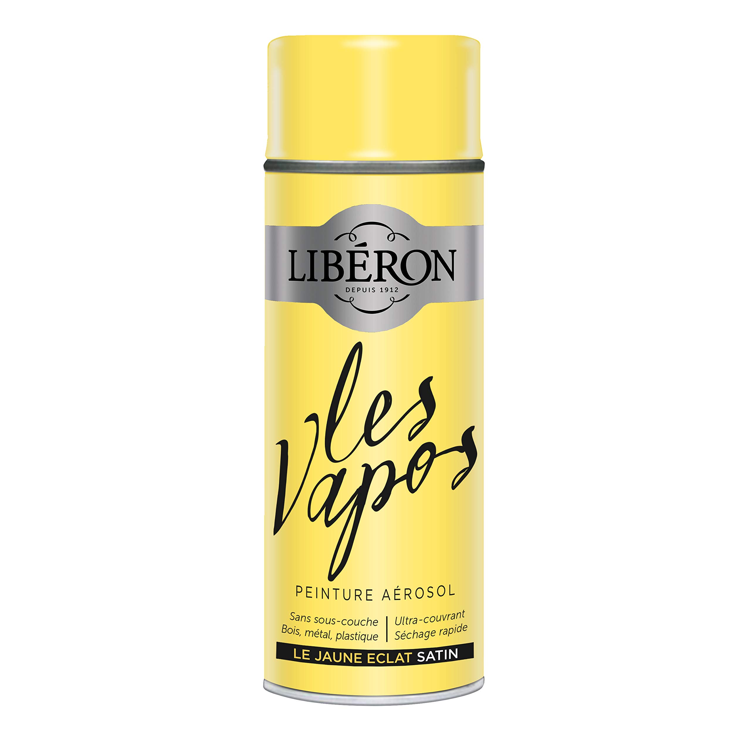 Peinture aérosol Libéron à haute couvrance Jaune Eclat Satin 400 ml