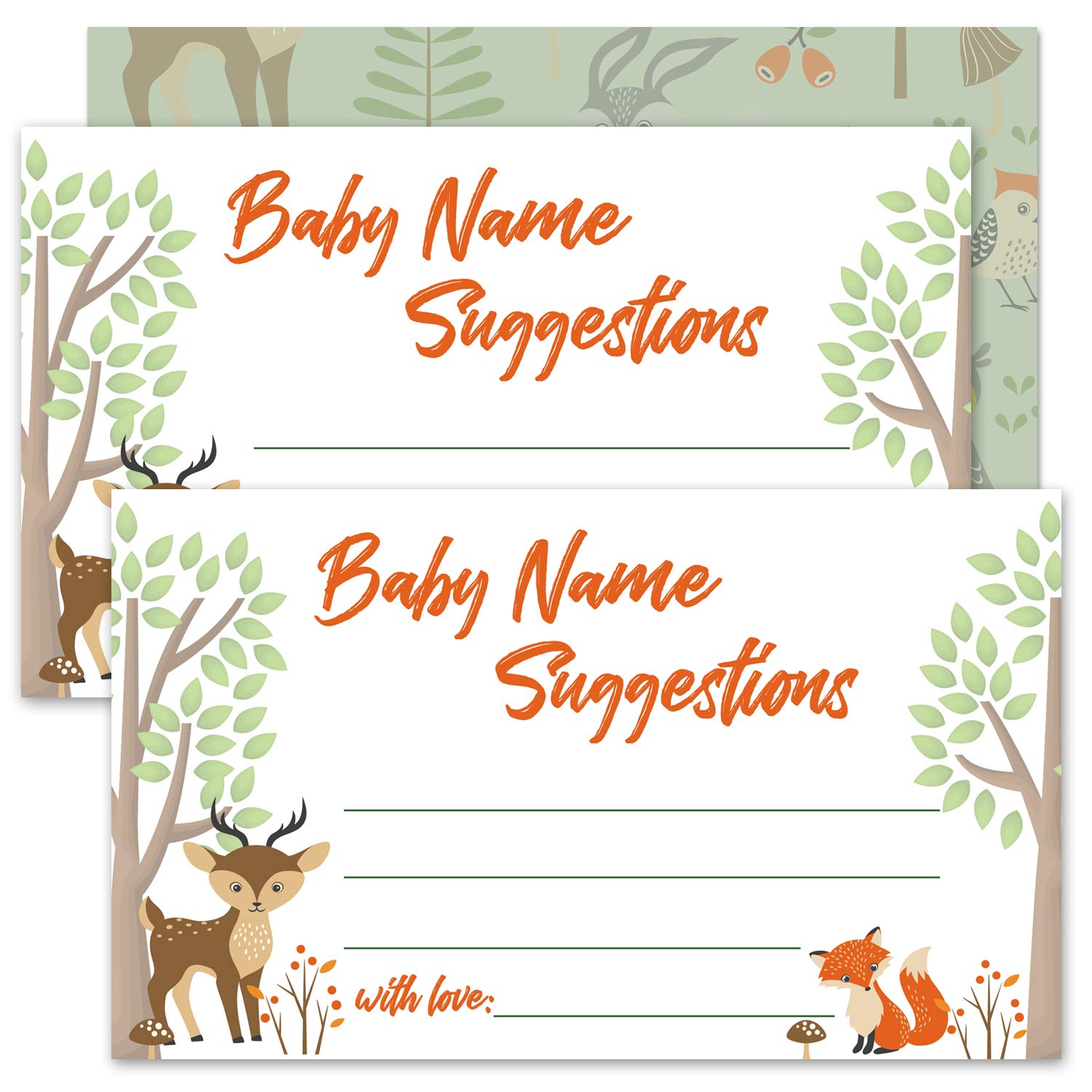 Buy 50 Woodland Creature Name Suggestion Cards for Baby Shower, Baby