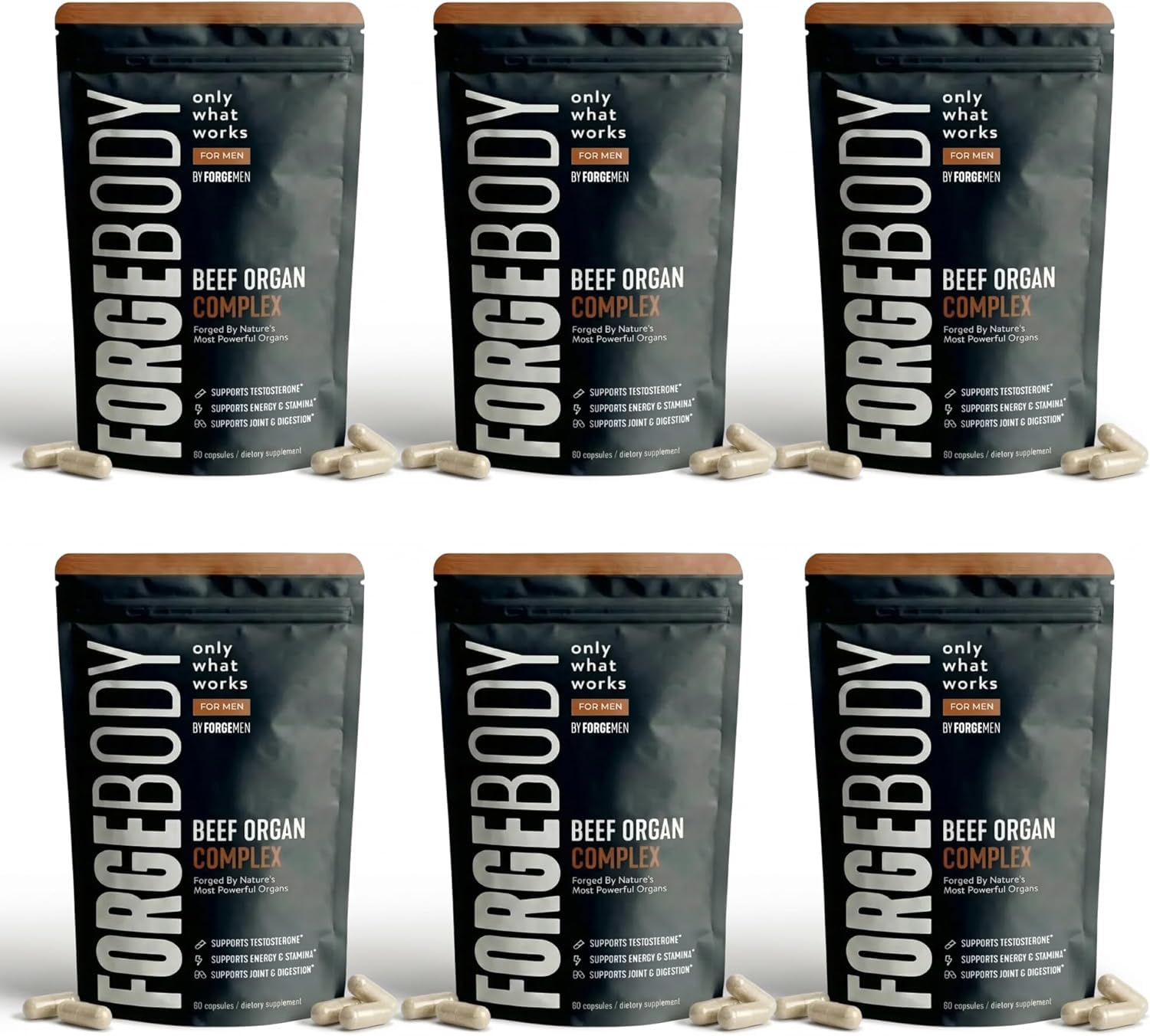 FORGEMEN FORGEBODY Beef Organ Capsules 100% Grass Fed Beef - glandular extracts | Mubboo