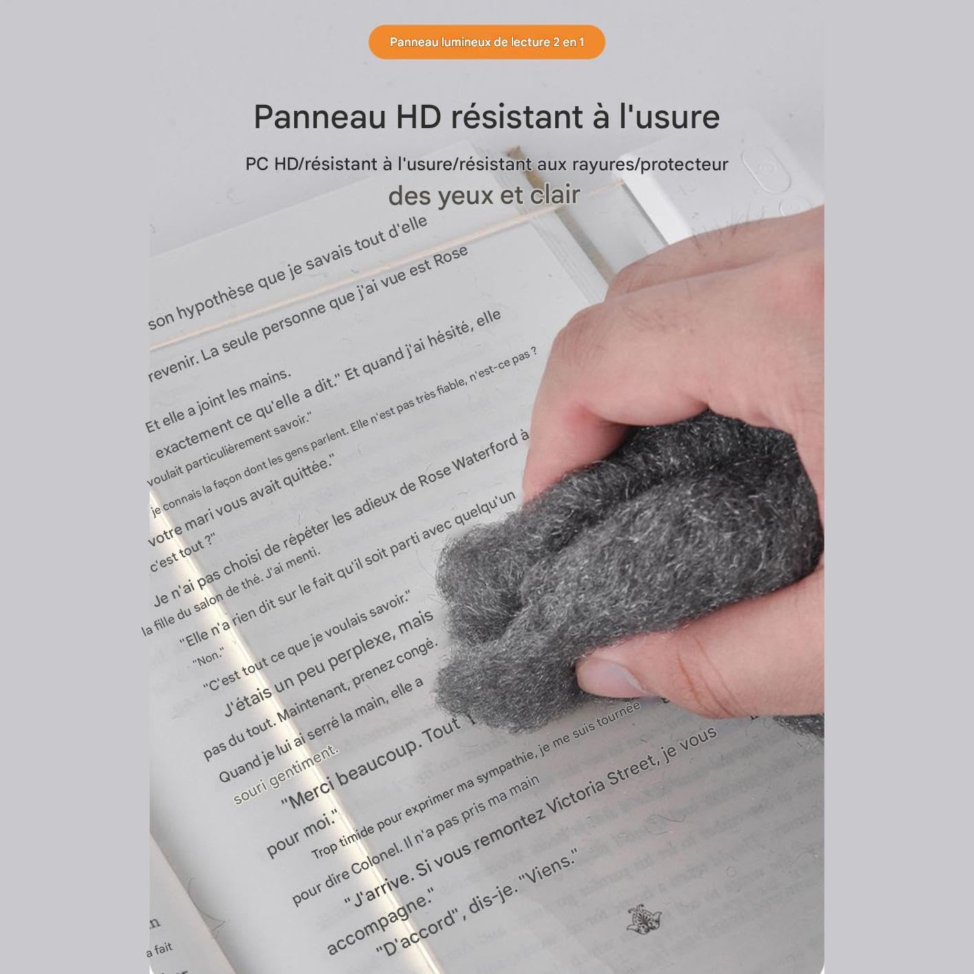 Intelligente LED-Leselampe – transparentes Panel 3 Farben mit Timer, für Bücher im Bett, Leselampe, flach, transparent, dimmbar, für Kinder, Leser, Haus, Reise