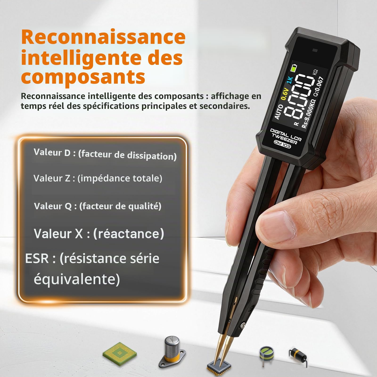 400mAh DM103 Testeur LCR Pince Intelligent, Précision ±0,5%