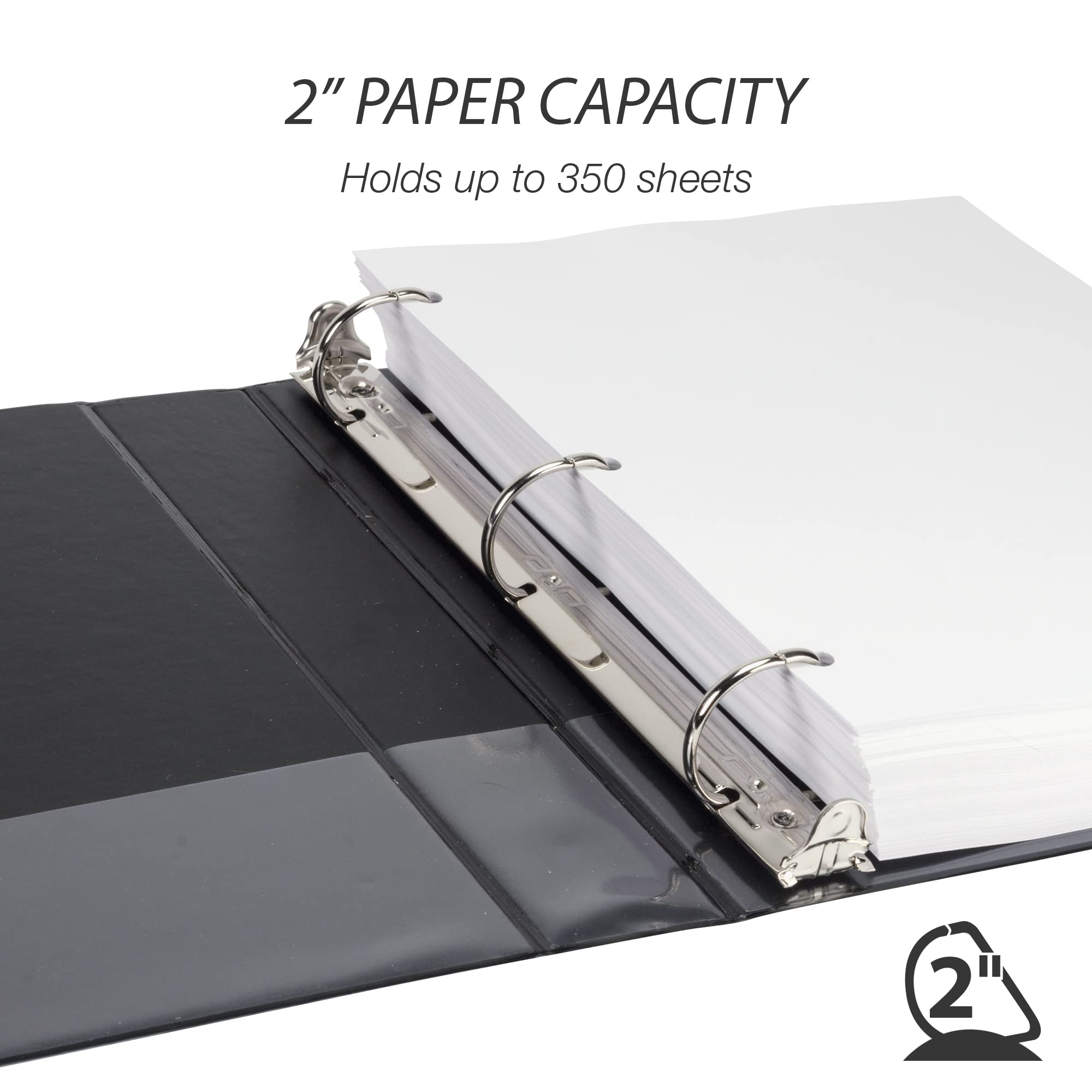 Samsill Lot de 4 classeurs durables à 3 anneaux fabriqués aux États-Unis, 5,1 cm, peut contenir 475 feuilles, couverture transparente personnalisable, assortiment de base, lot de 4 (MP46468)