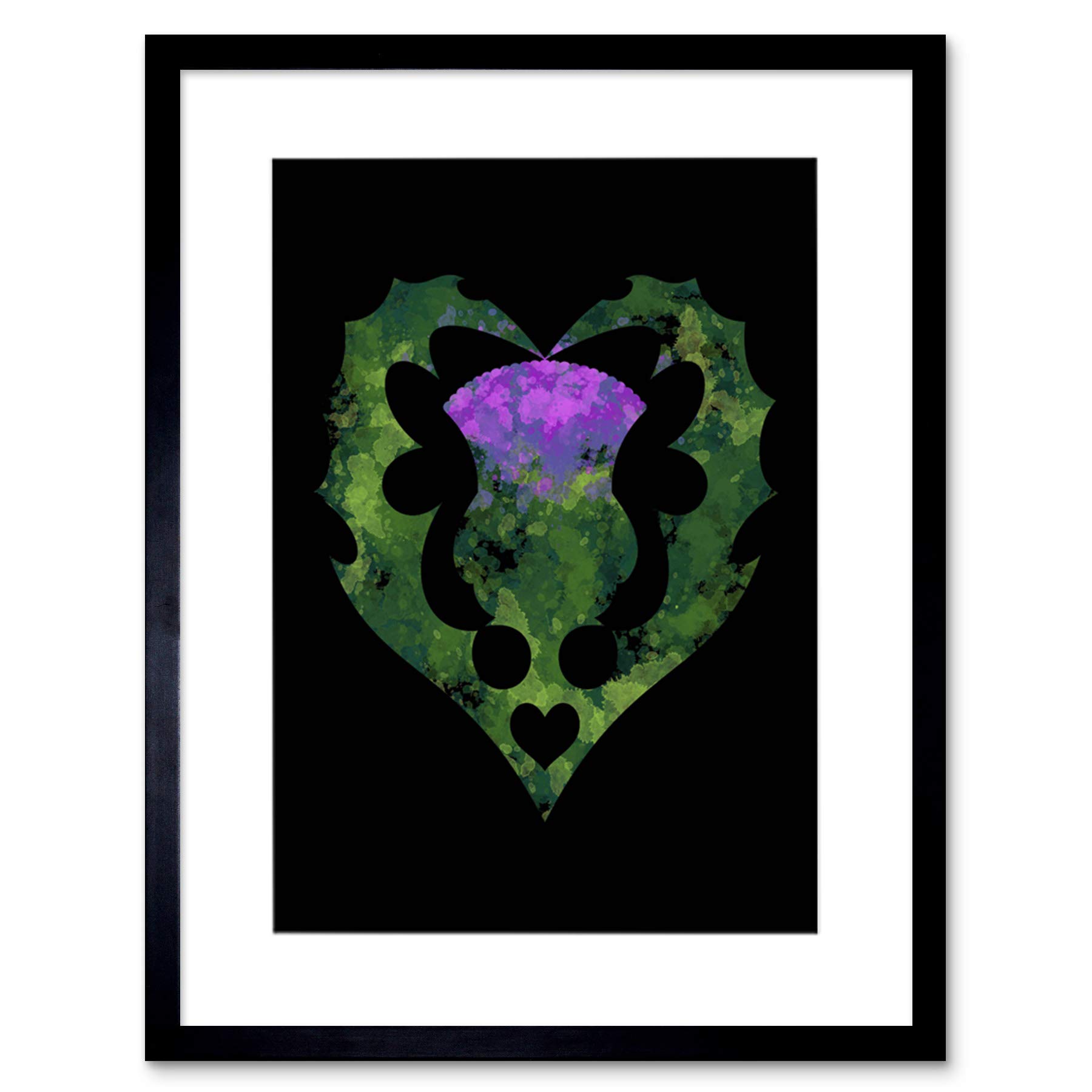 Wee Blue Coo Thistle Scottish Scotland Flower Abstract Framed Wall Art Print