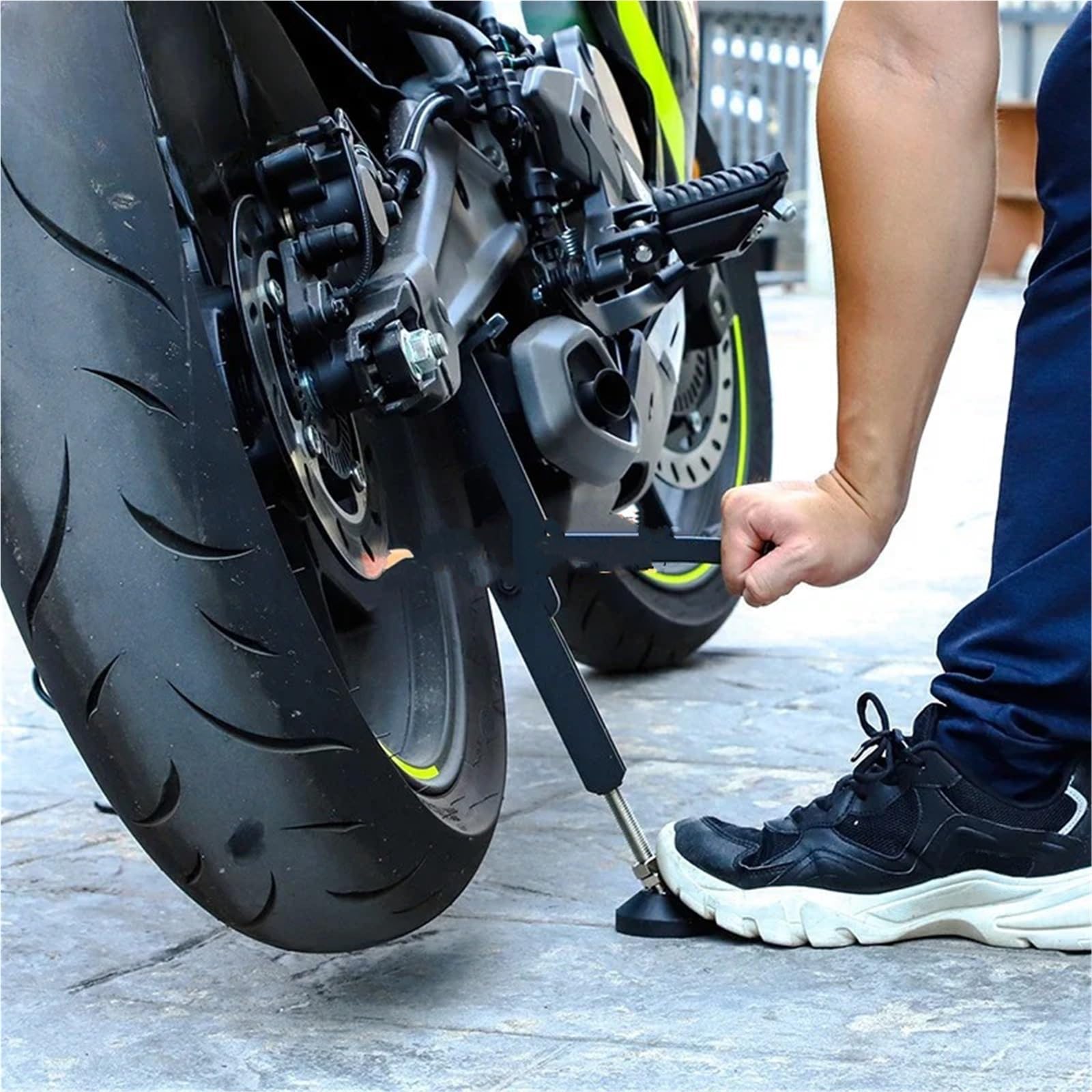 składany stojak na kółka Przenośny składany podnośnik motocyklowy ze stojakiem na koła i podnośnikiem blokowym - łatwe i bezpieczne podnoszenie roweru stojak boczny