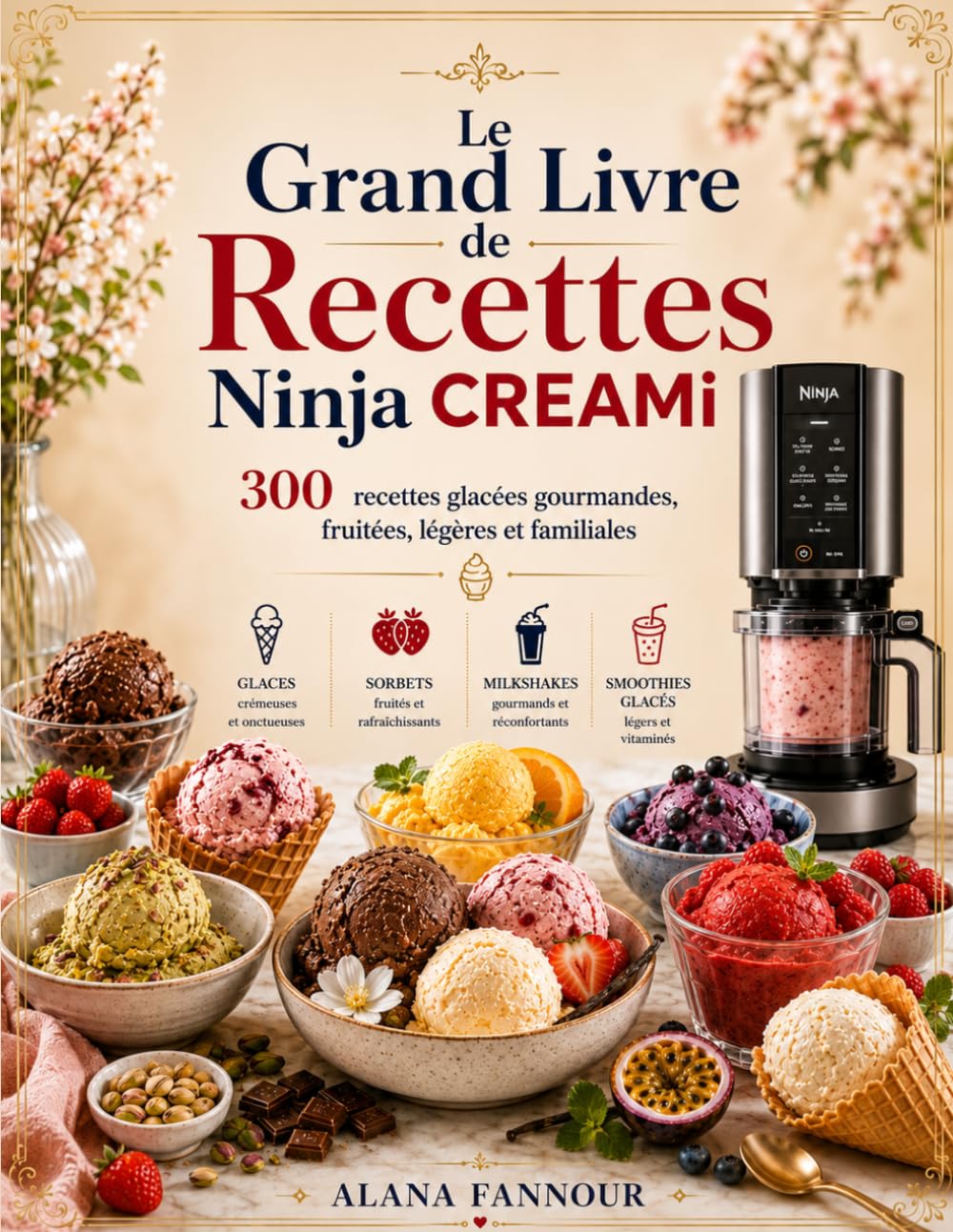 Le Grand Livre De Recettes Ninja CREAMi 300 recettes glacées gourmandes, fruitées, légères et familiales