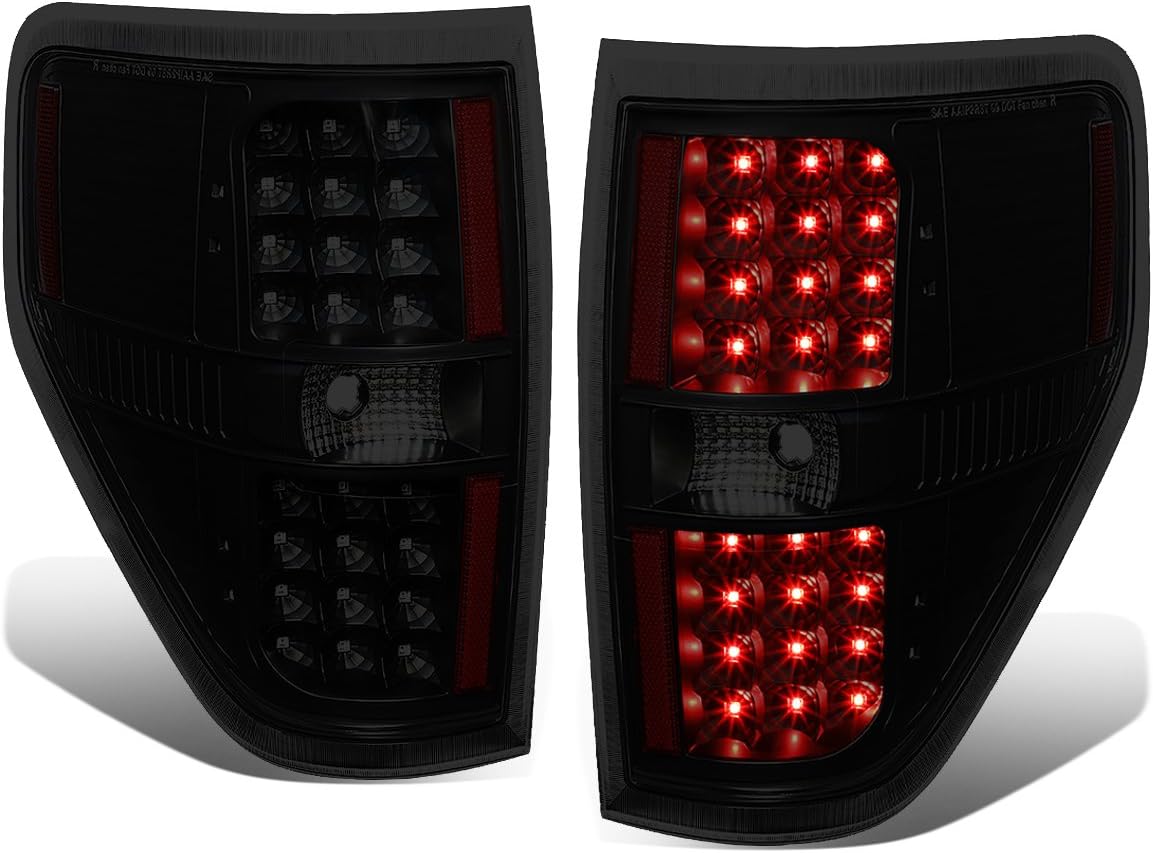 DNA MOTORING TL-F15009-LED-BK-SM LED Tail Light Assembly Driver & Passenger Side [Compatible with 09-14 Ford F150]