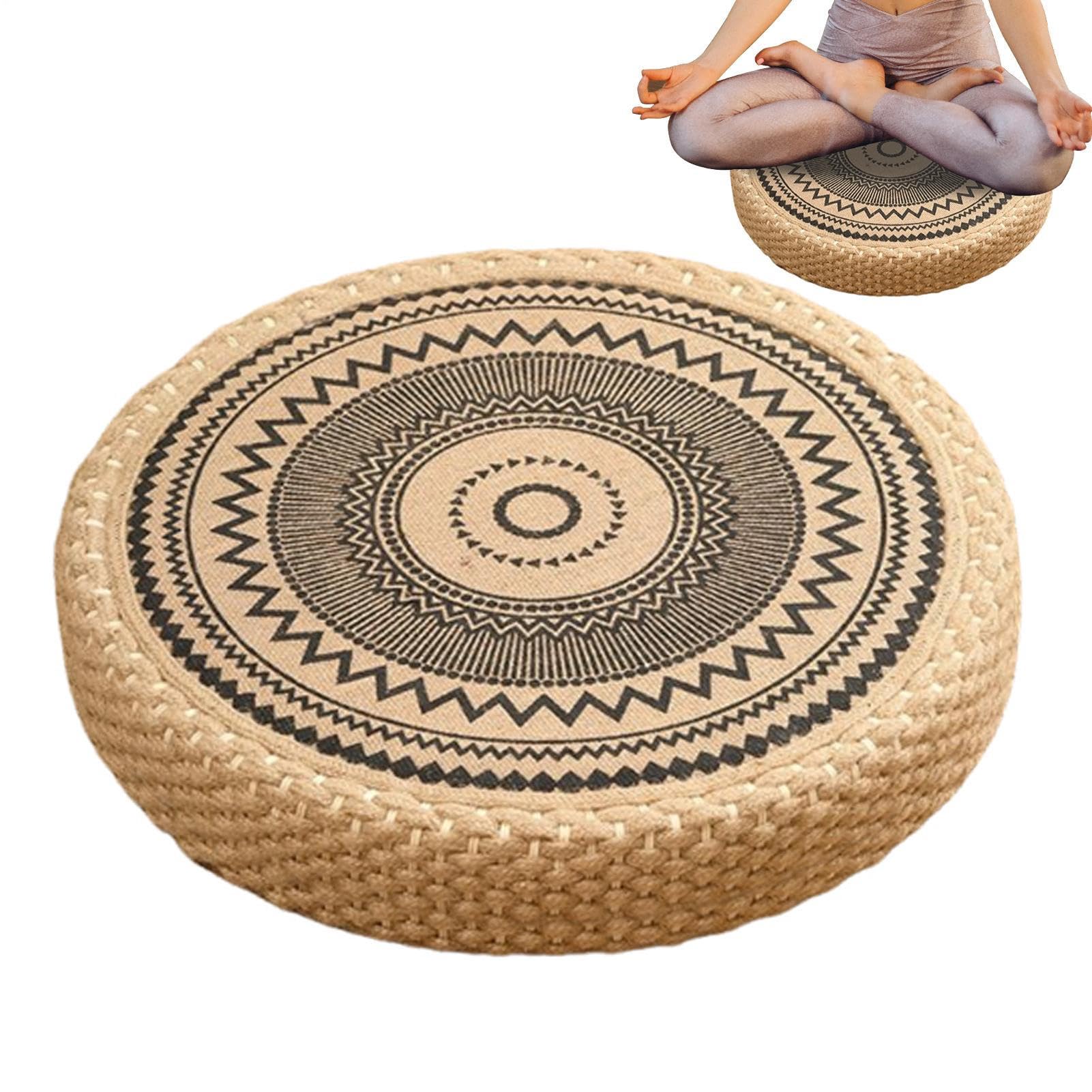 Coussin de sol tressé paille housse lavable pour déco maison et extérieur