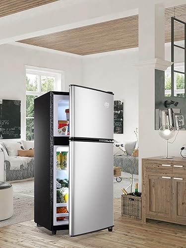 Miniatura 4 de Refrigeradores compactos de 3.5 pies cúbicos con congelador, mini refrigerador con termostato ajustable de 7 niveles de temperatura, refrigerador