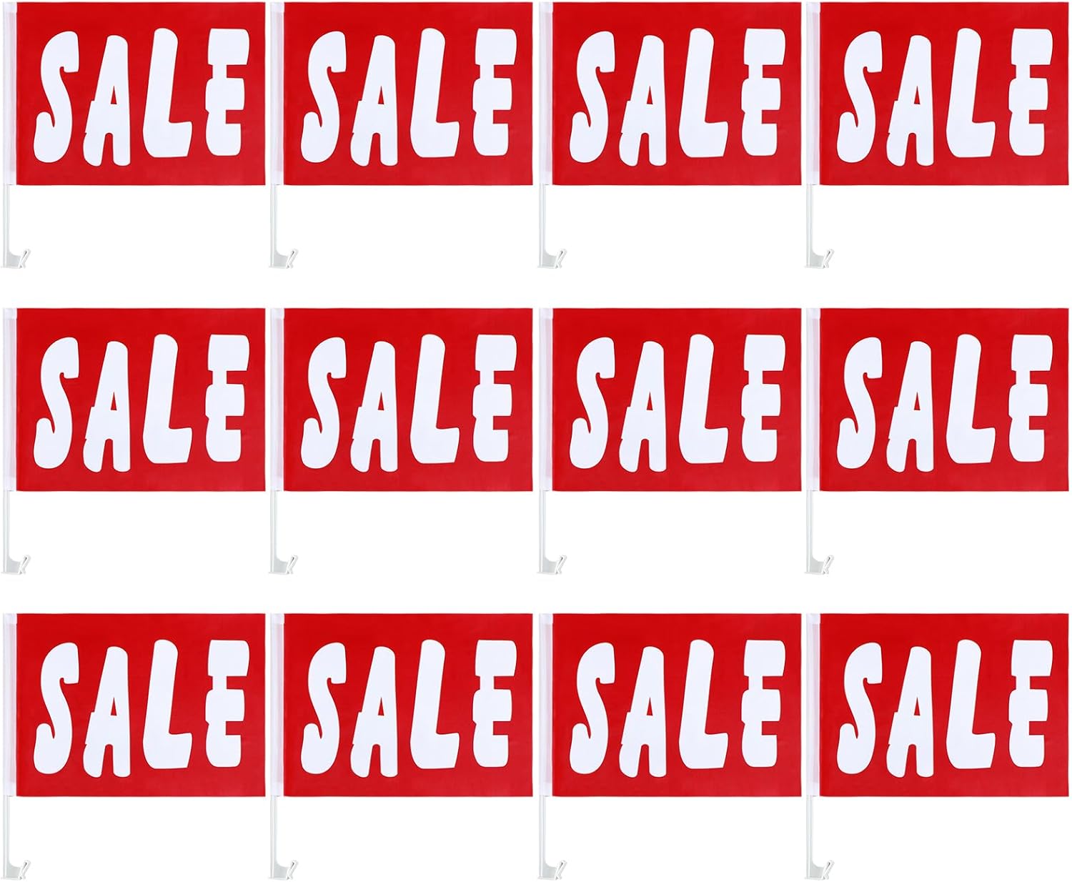 SmoothNovelty 12 Pcs Window Clip on Flag 12 x 16 Inch Red Advertising Sign Single Sided Car Dealer Flags for Auto Dealers Vehicle Cars Accessories(We Finance)